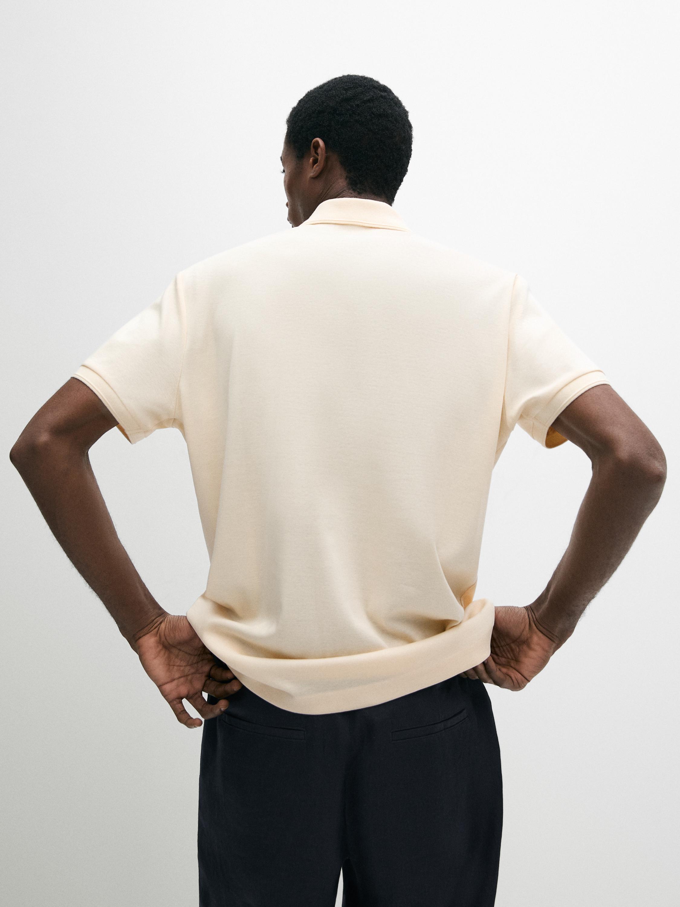 Short sleeve cotton polo shirt — Yellow