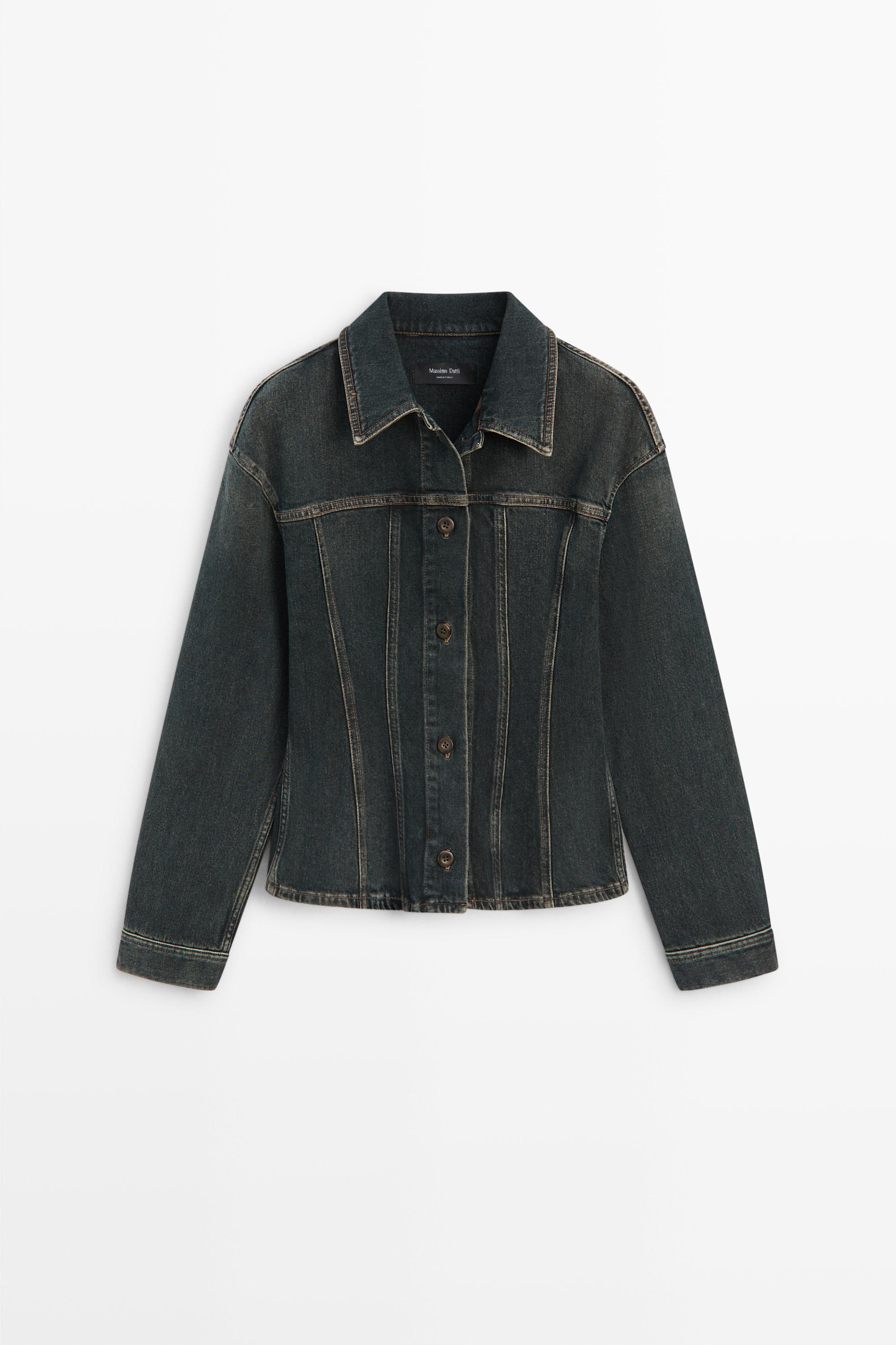 Denim cotton blend overshirt total look by Massimo Dutti