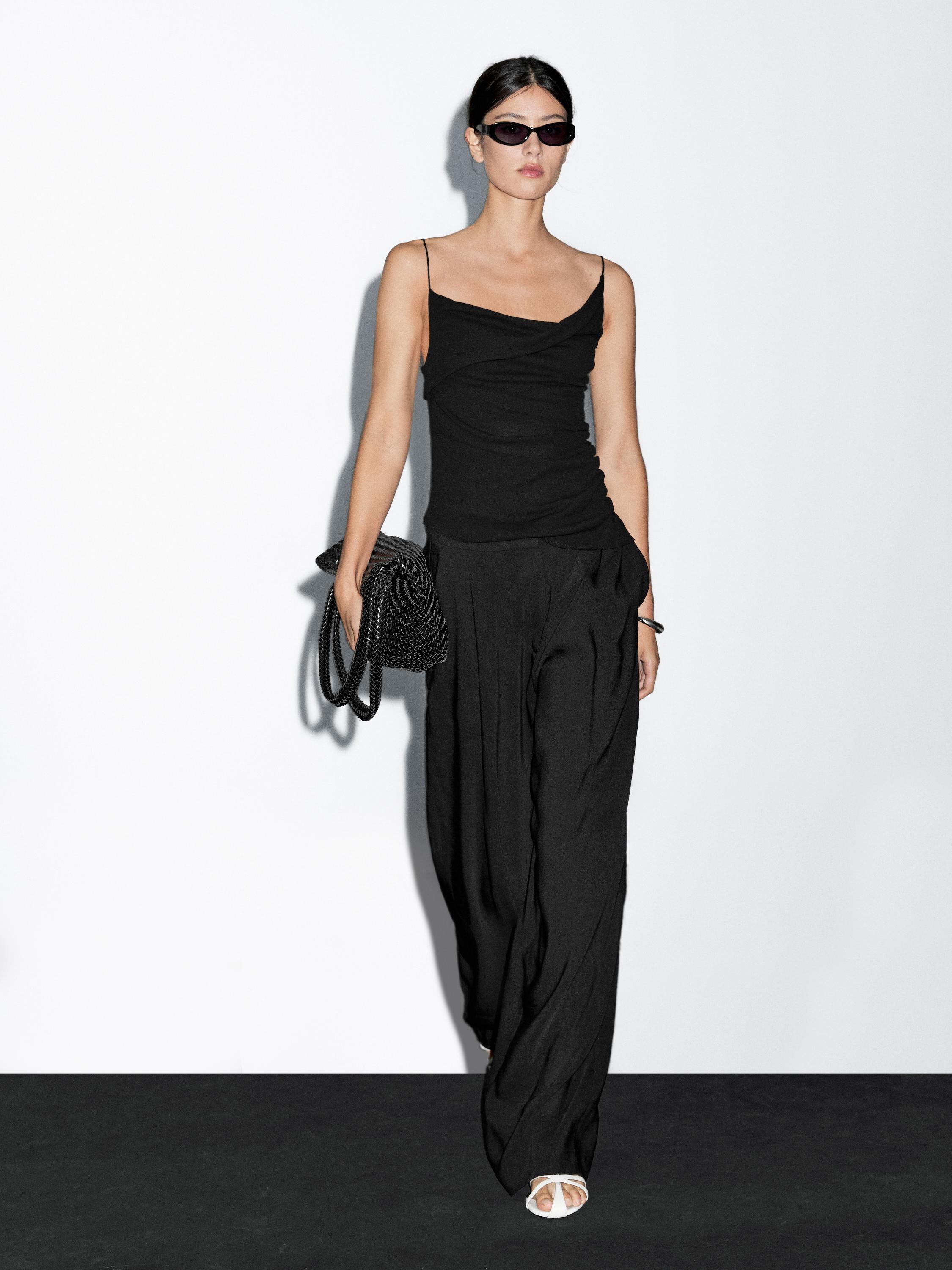100% cotton top with asymmetric neckline