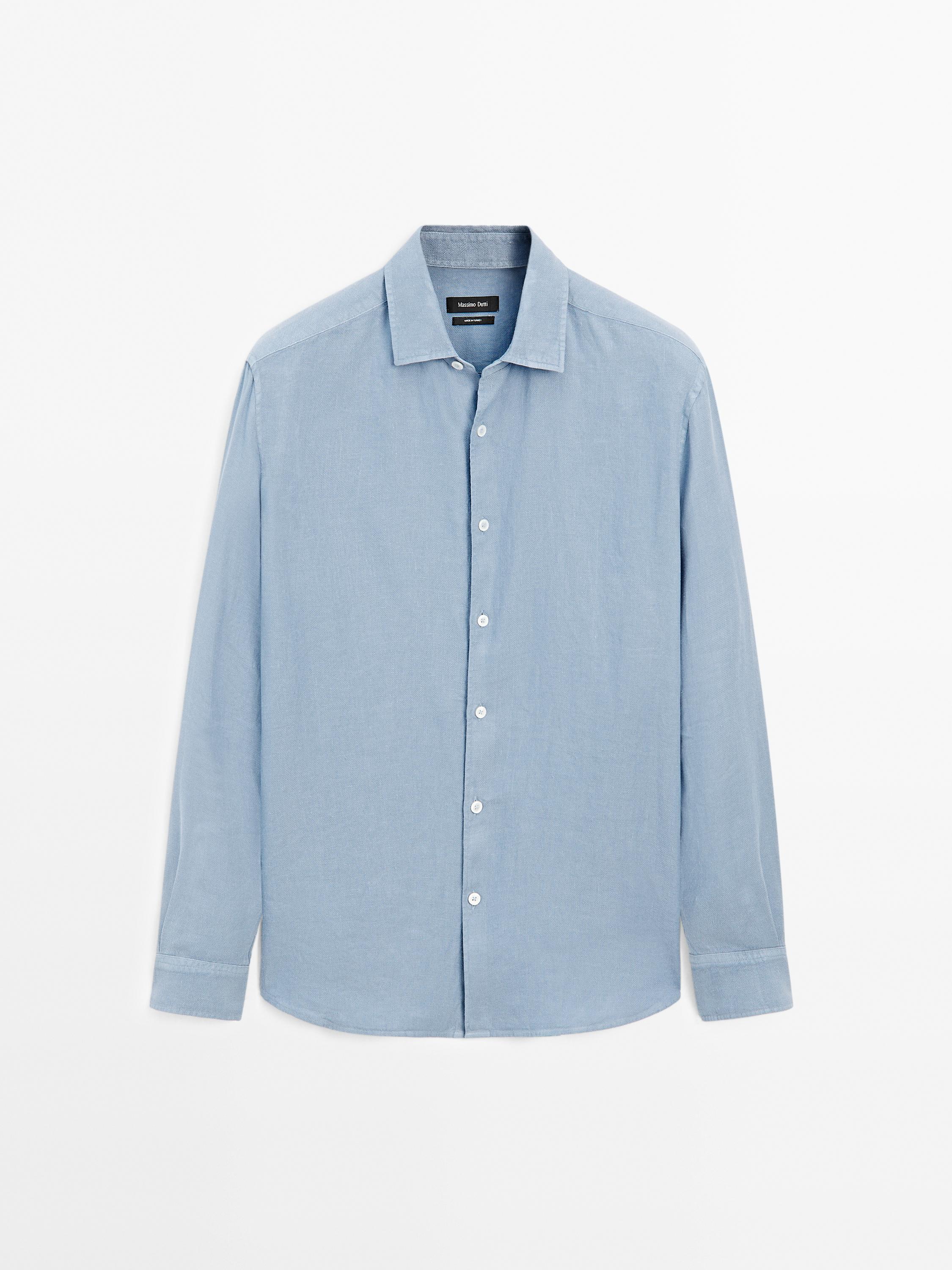 Camisa slim fit mezcla lino