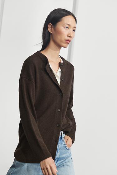 100% cashmere oversize knit cardigan — Chocolate 8
