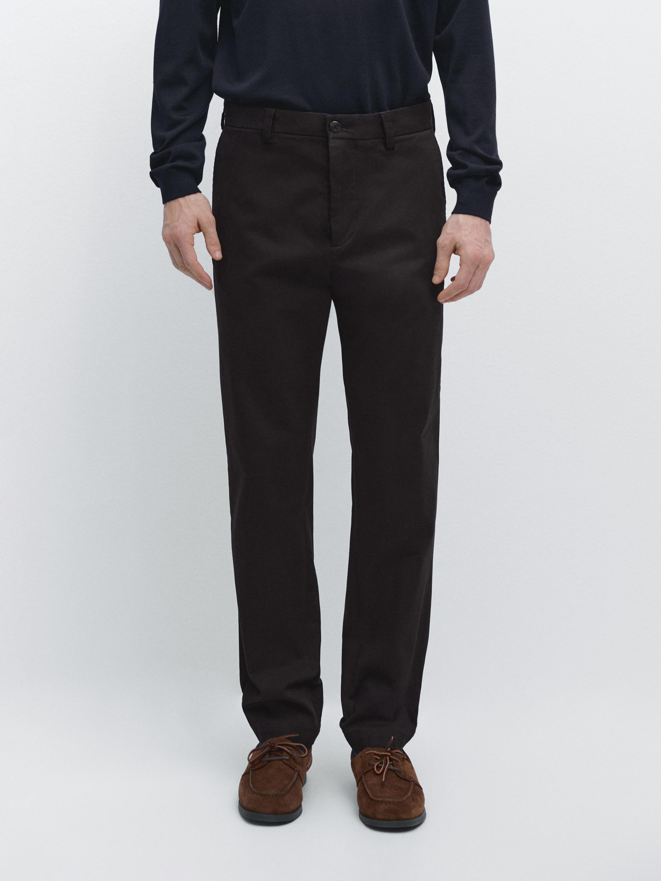 Tapered fit micro textured trousers — NAVY BLUE