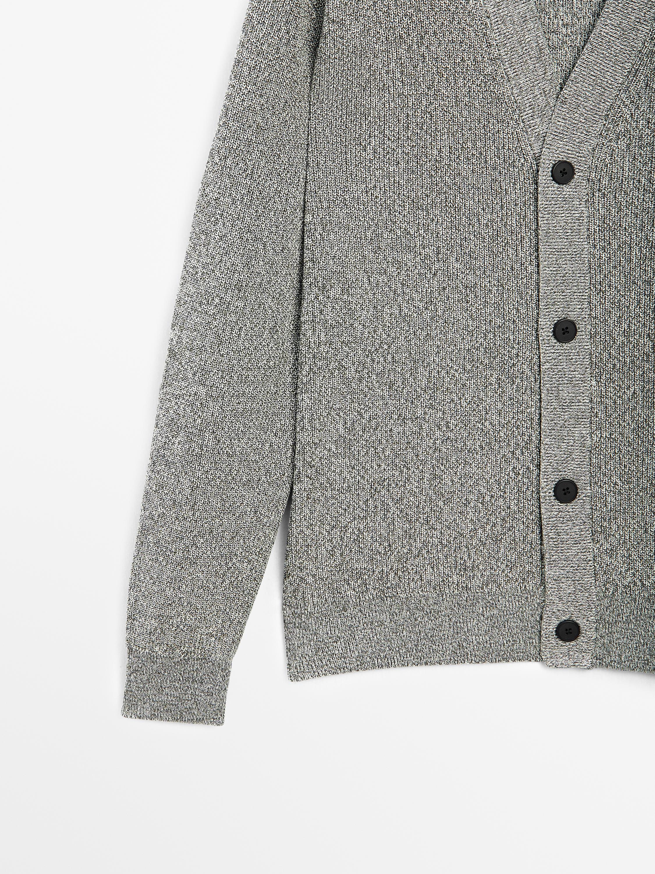 Mouliné cotton knit cardigan