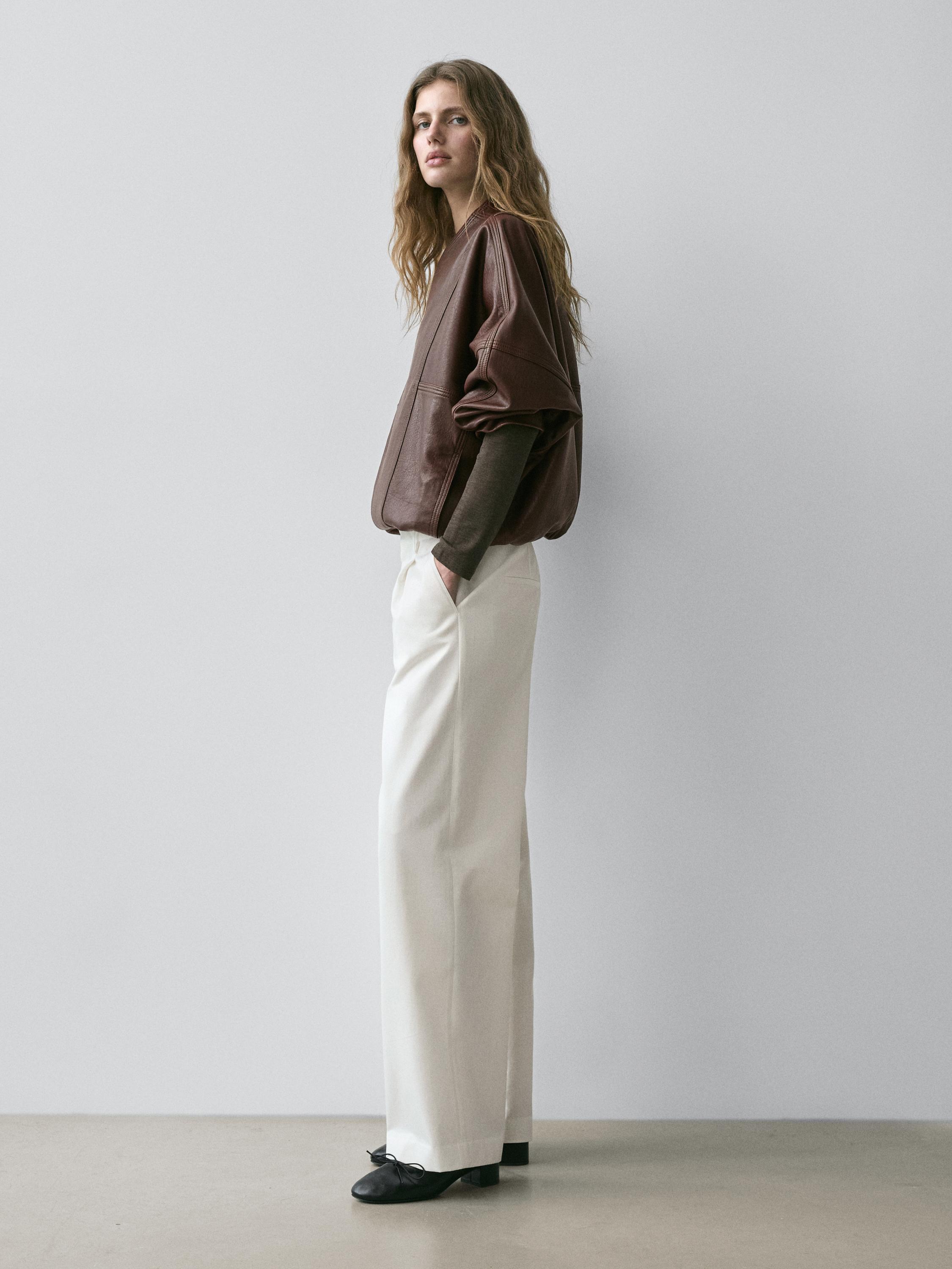 Darted cotton trousers — WHITE