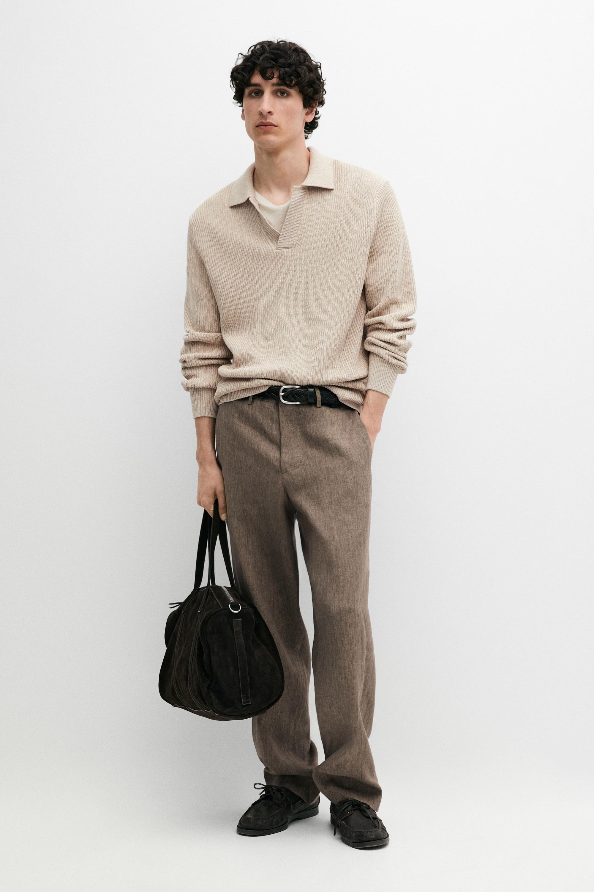 Cotton knit polo sweater