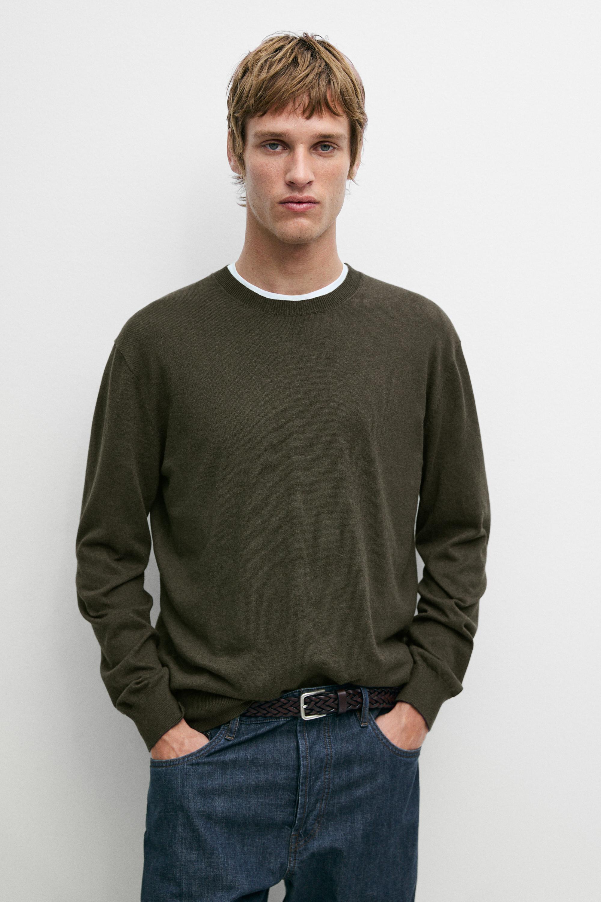 Cotton blend knit sweater