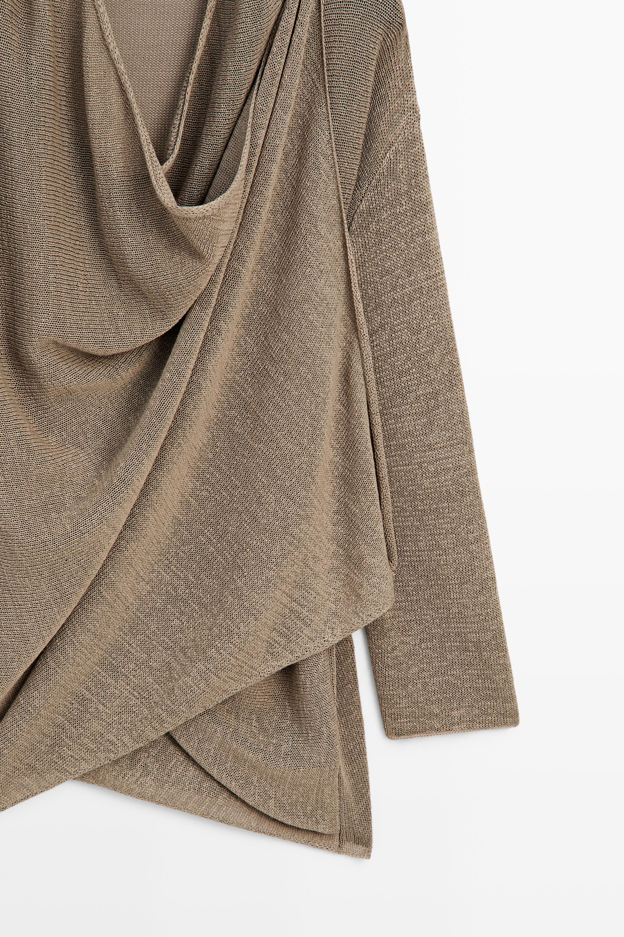 Total look draped knit cape cardigan — SAND