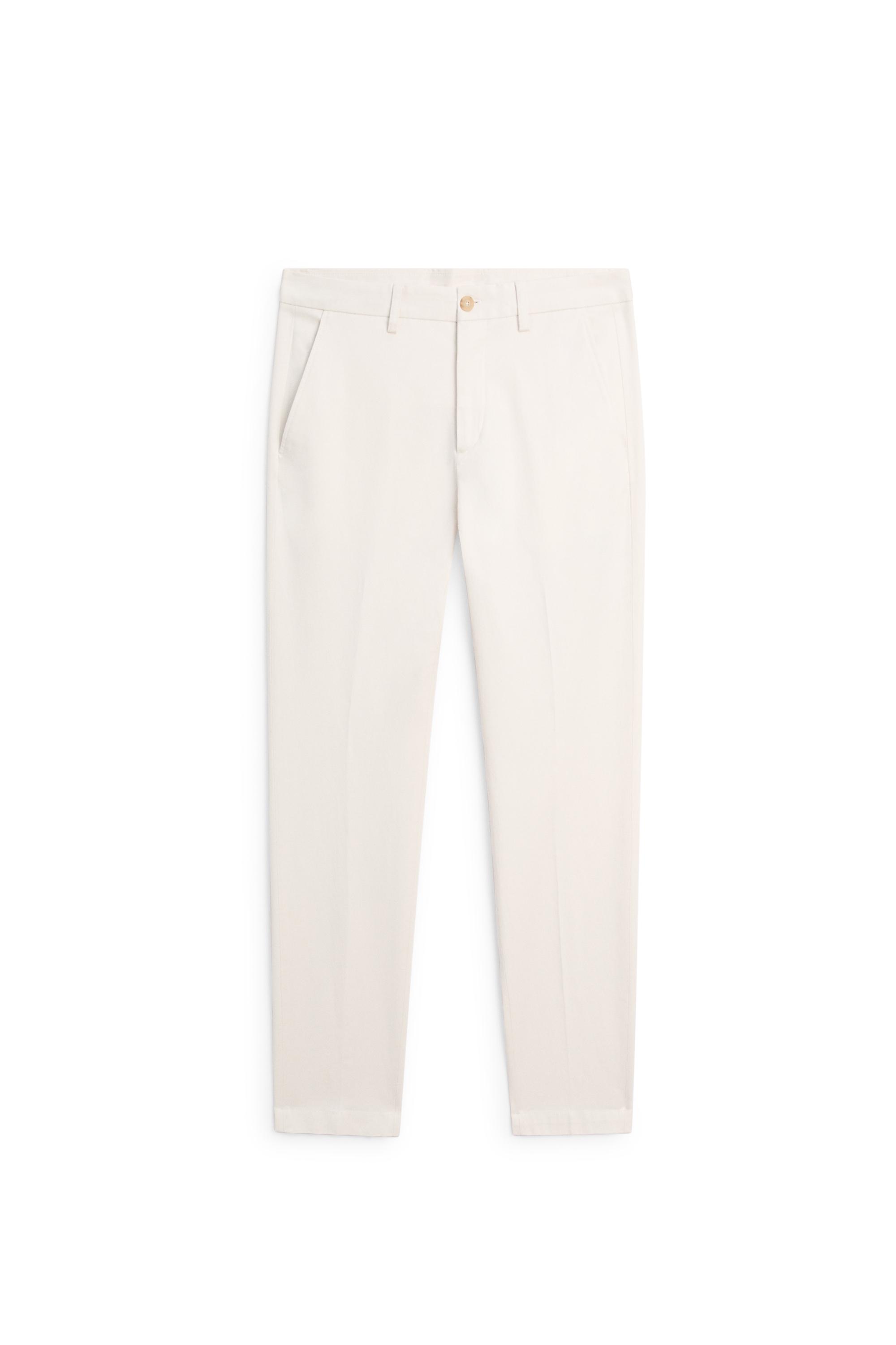 Cotton blend slim fit pants — BEIGE