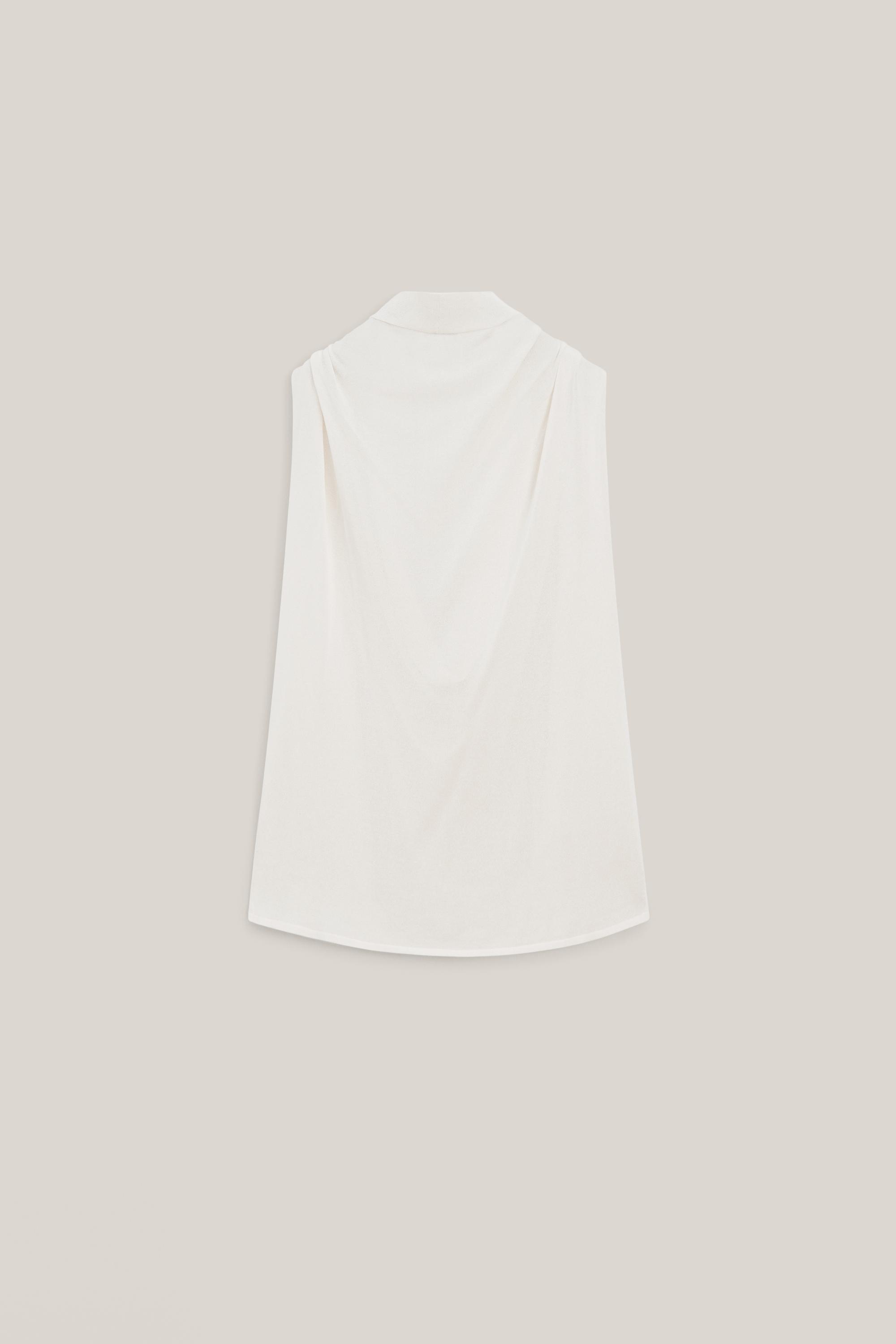 Silk blend top with cowl neckline - LIMITED EDITION — WHITE