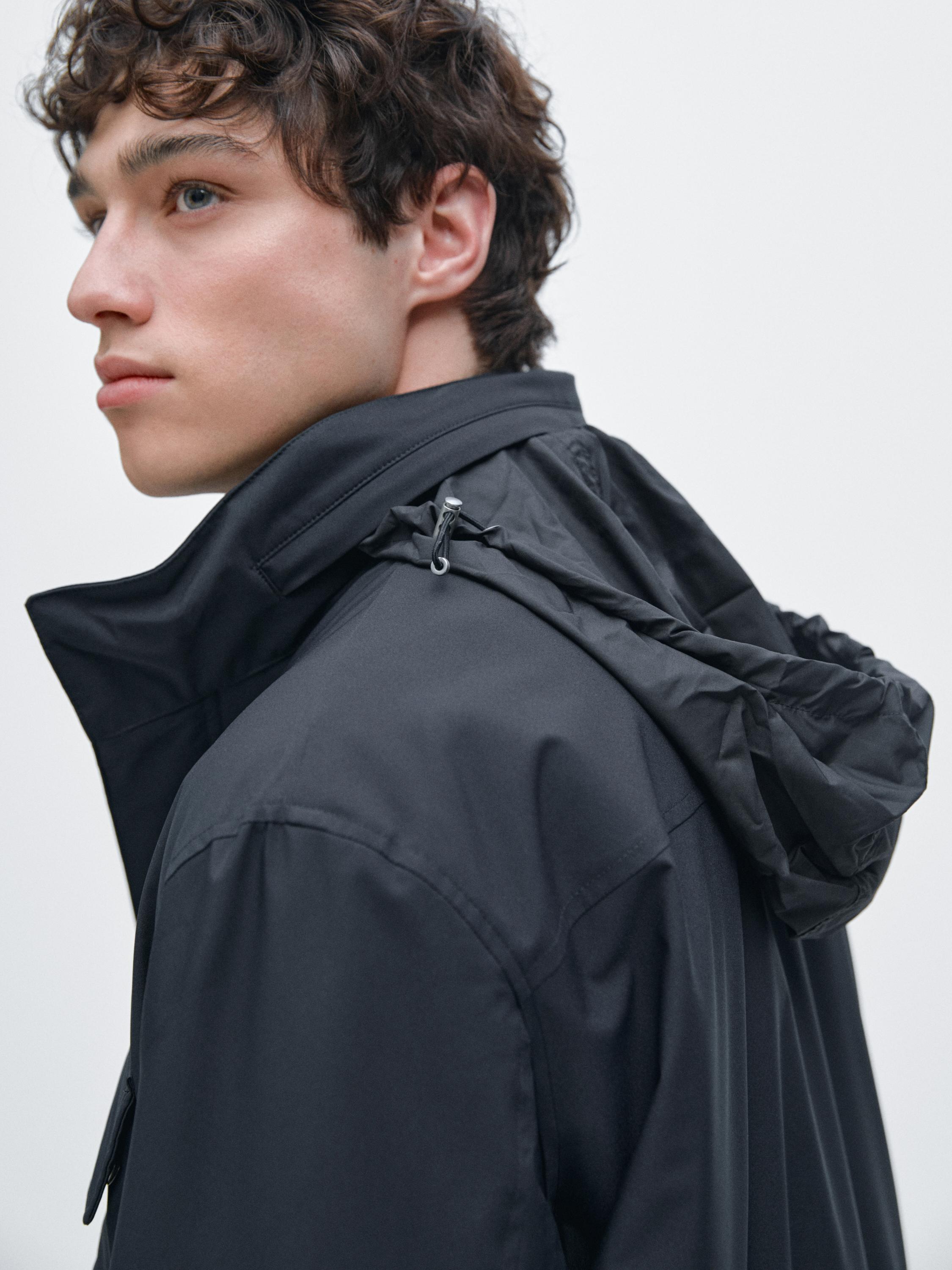 Water-repellent puffer jacket with pockets — NAVY BLUE