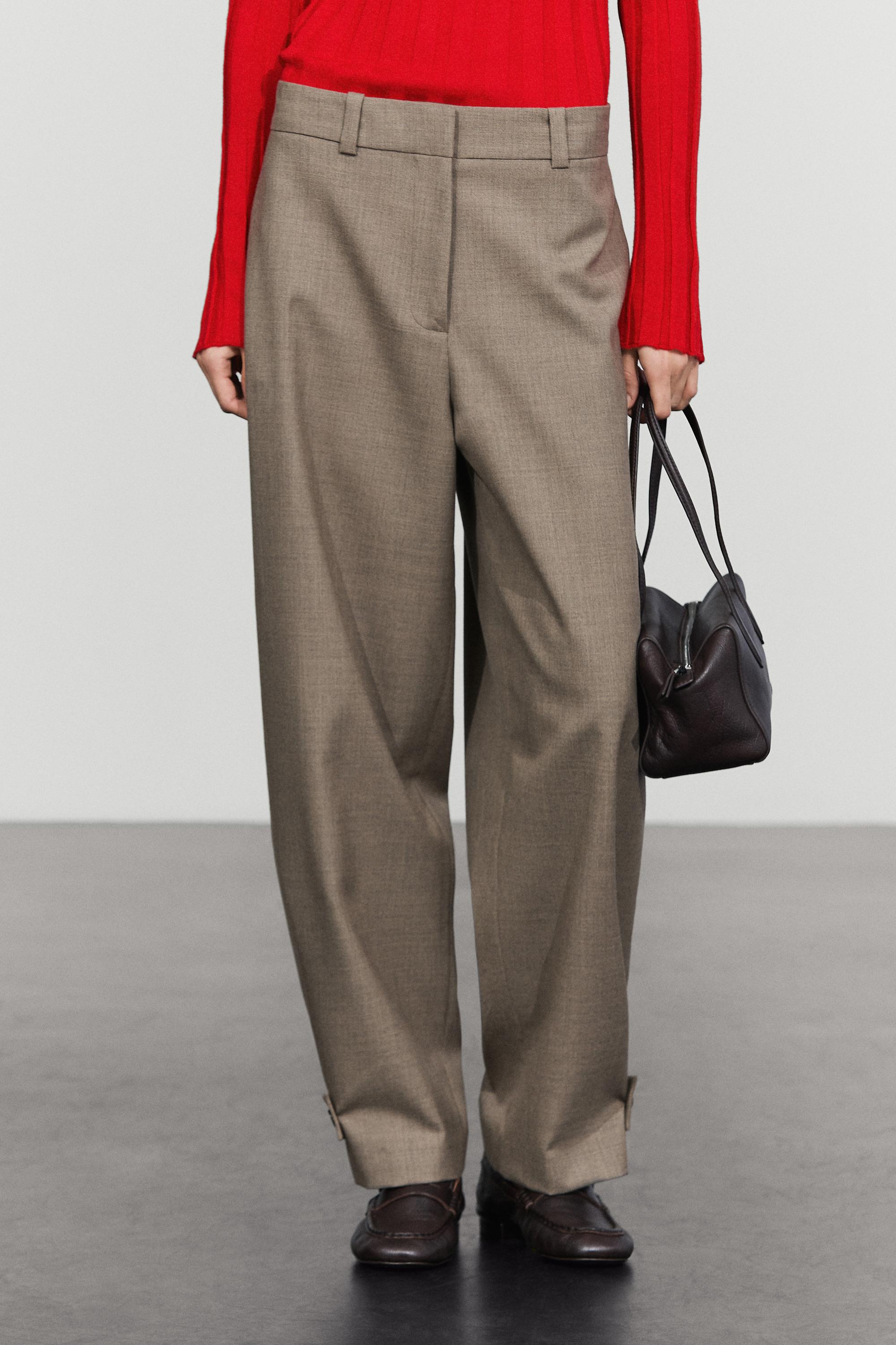Bundfaltenhose mit Lasche am Saum aus 100 % Wolle