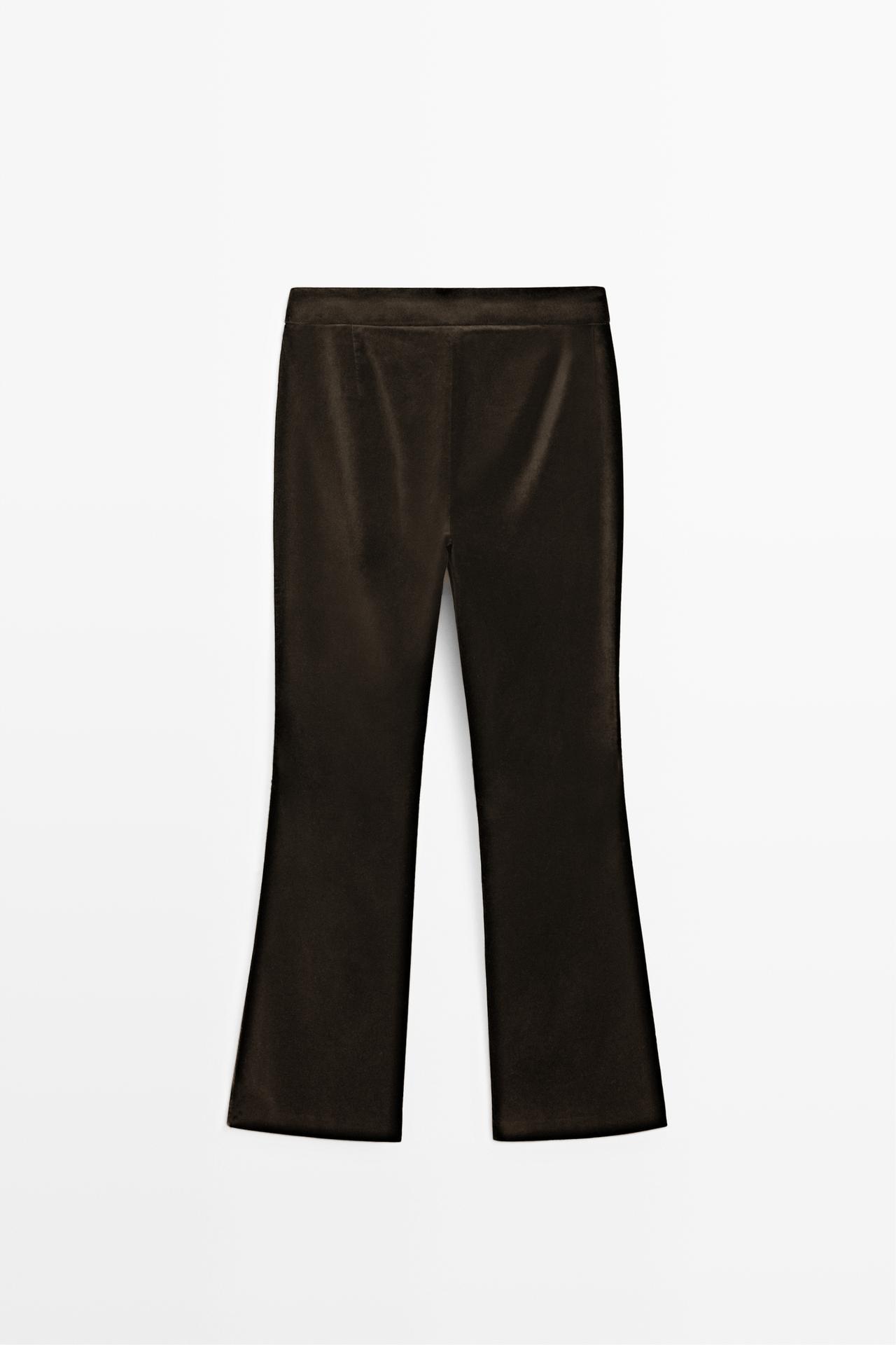 Velvet skinny flare fit pants — Chocolate