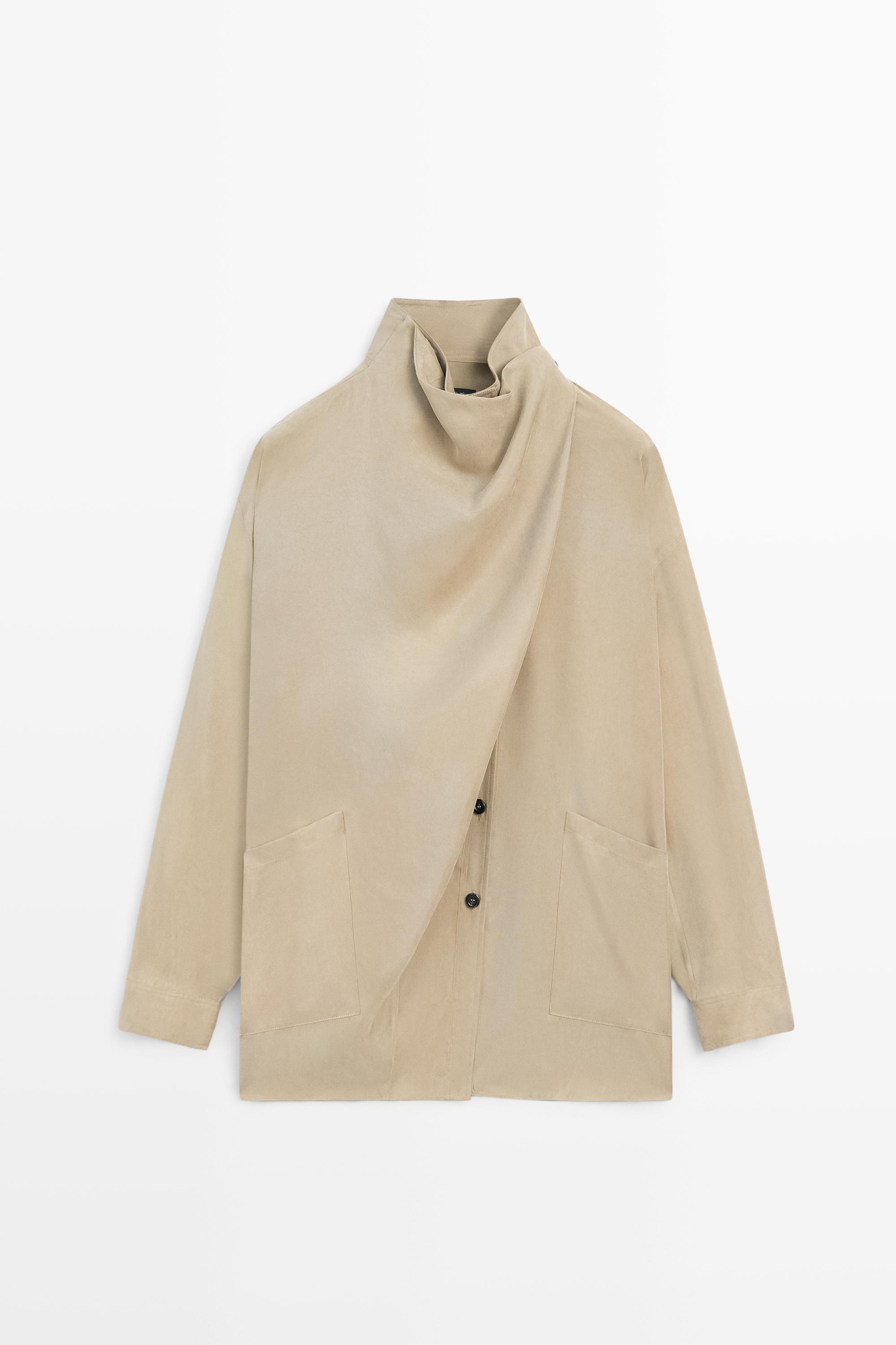 High neck wrap shirt by Massimo Dutti