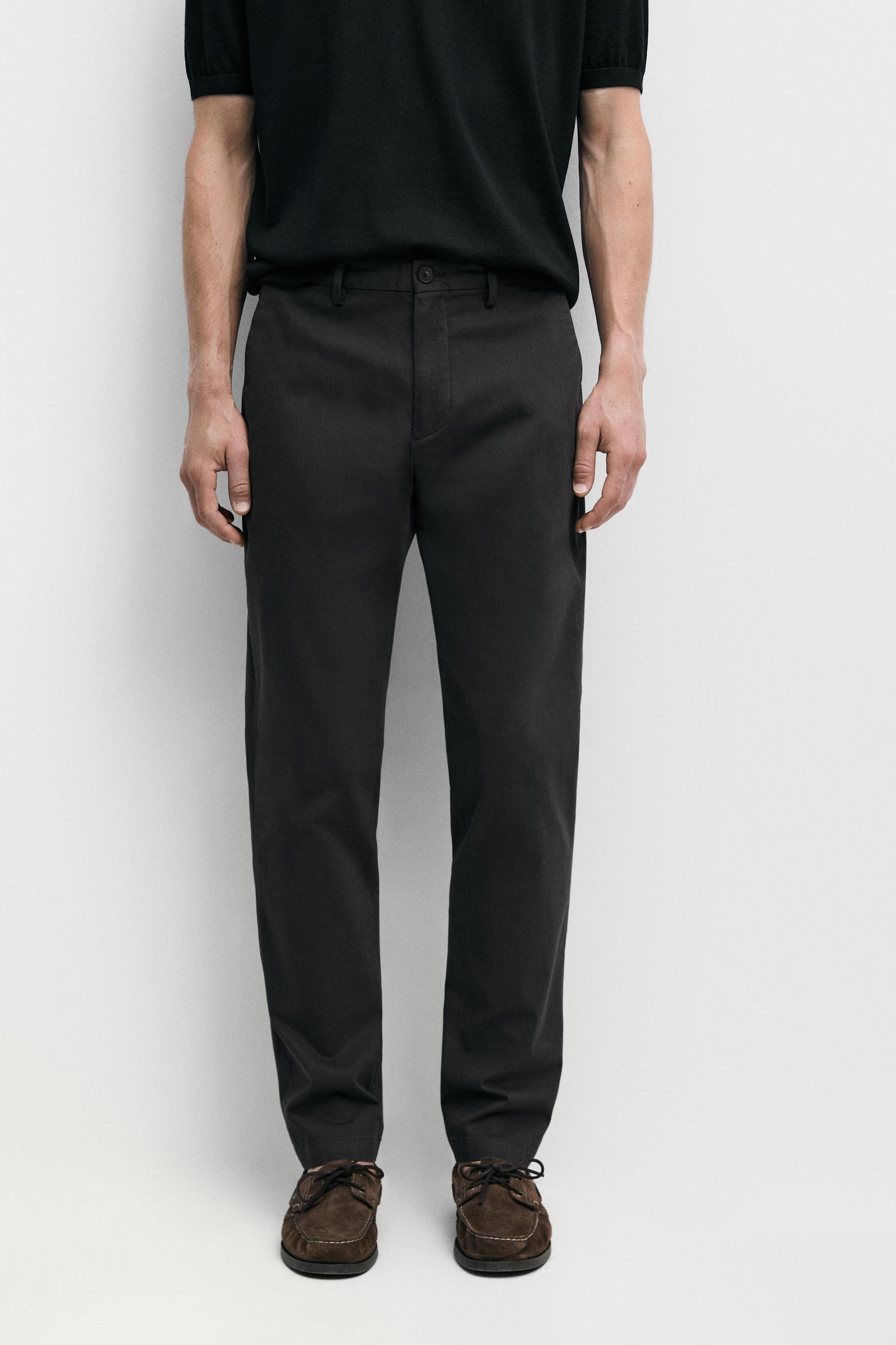 Slim fit cotton trousers — GREY