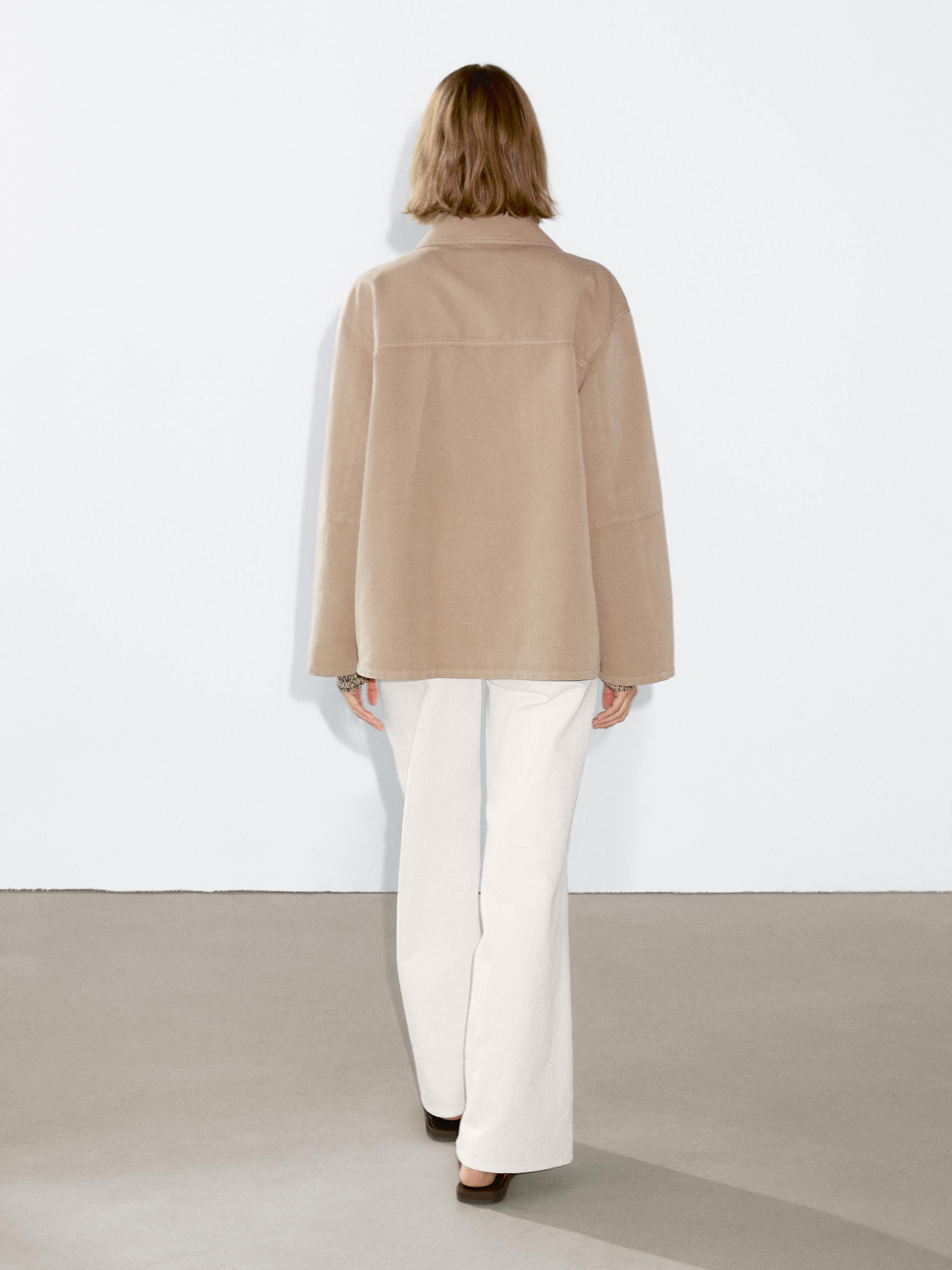 Cotton blend jacket with pocket detail