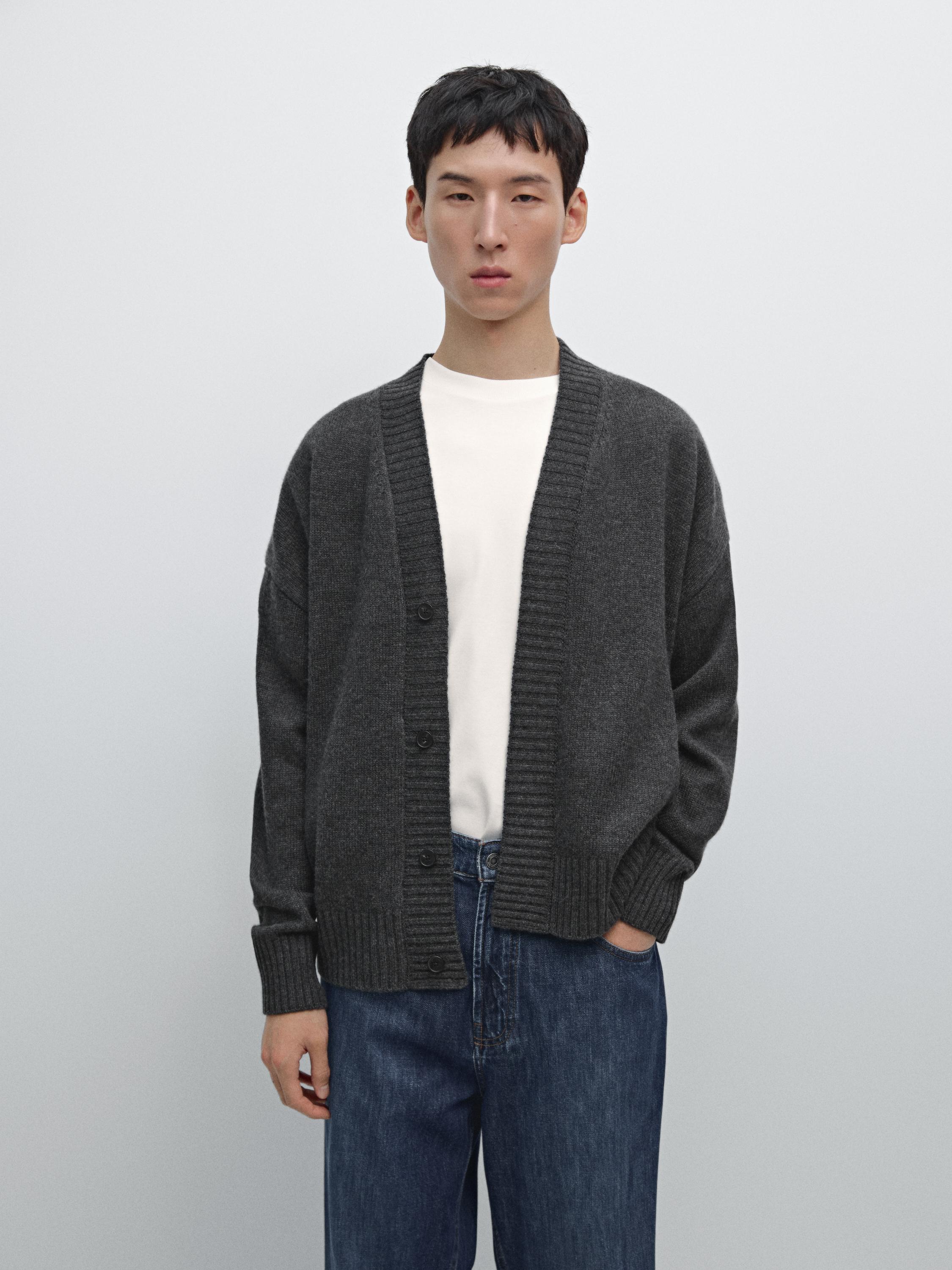 Vest met V-hals van wolmix