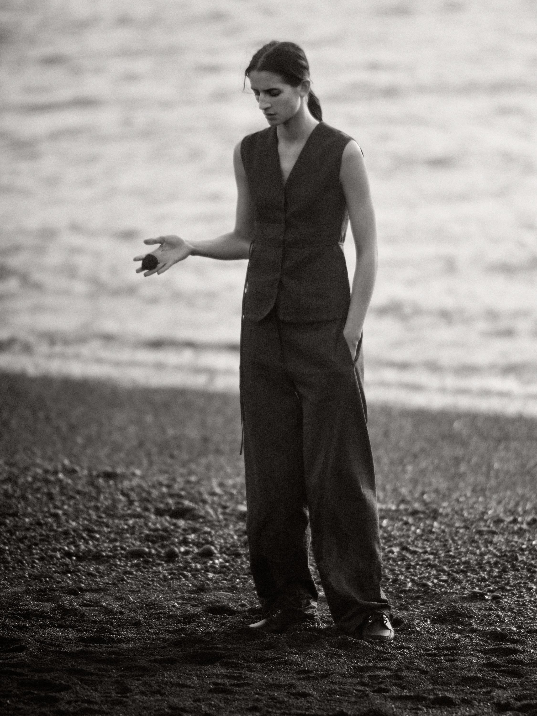 Pantalon de tailleur à rayures coton mélangé