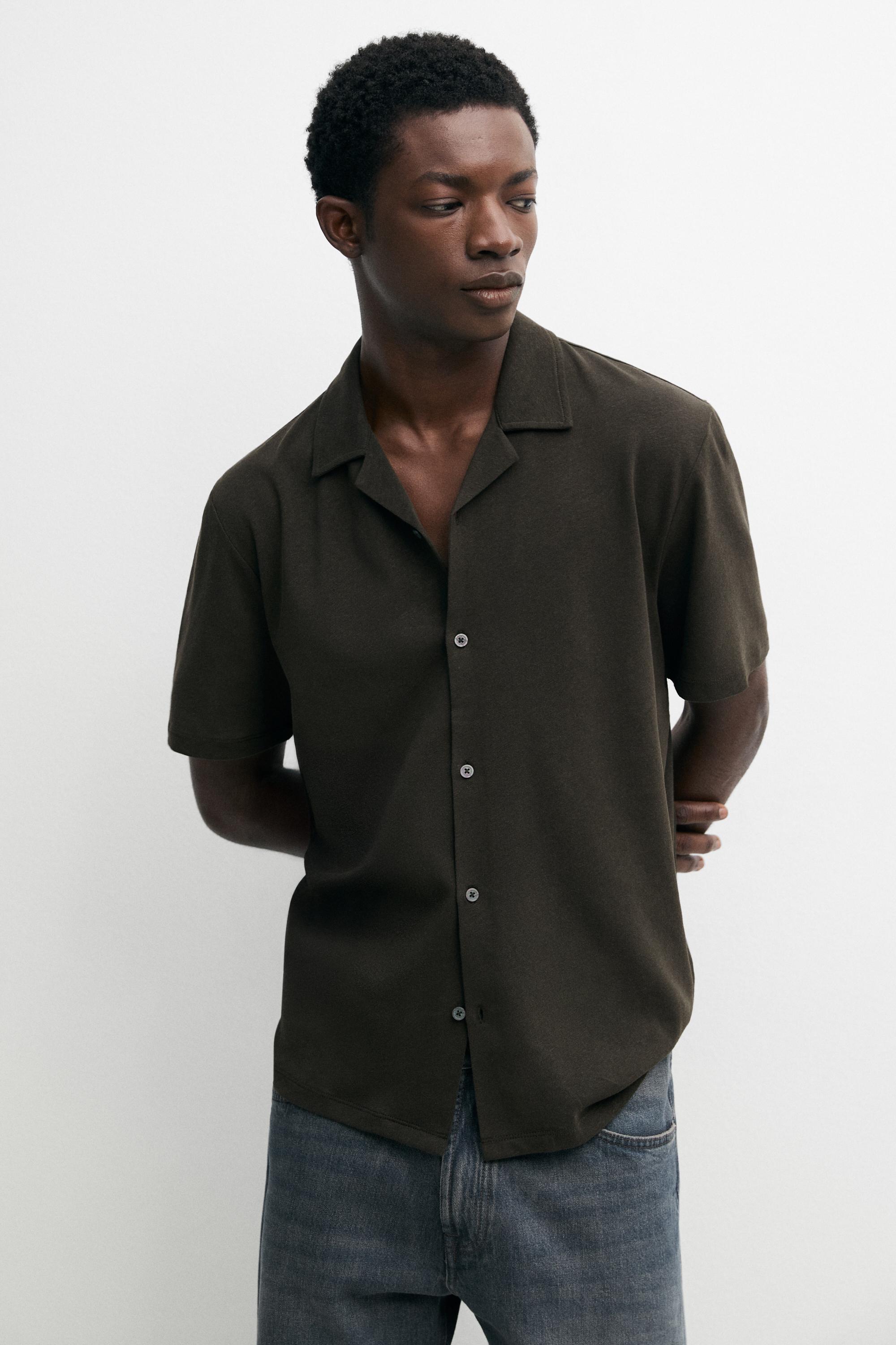 Chemise manches courtes lin coton