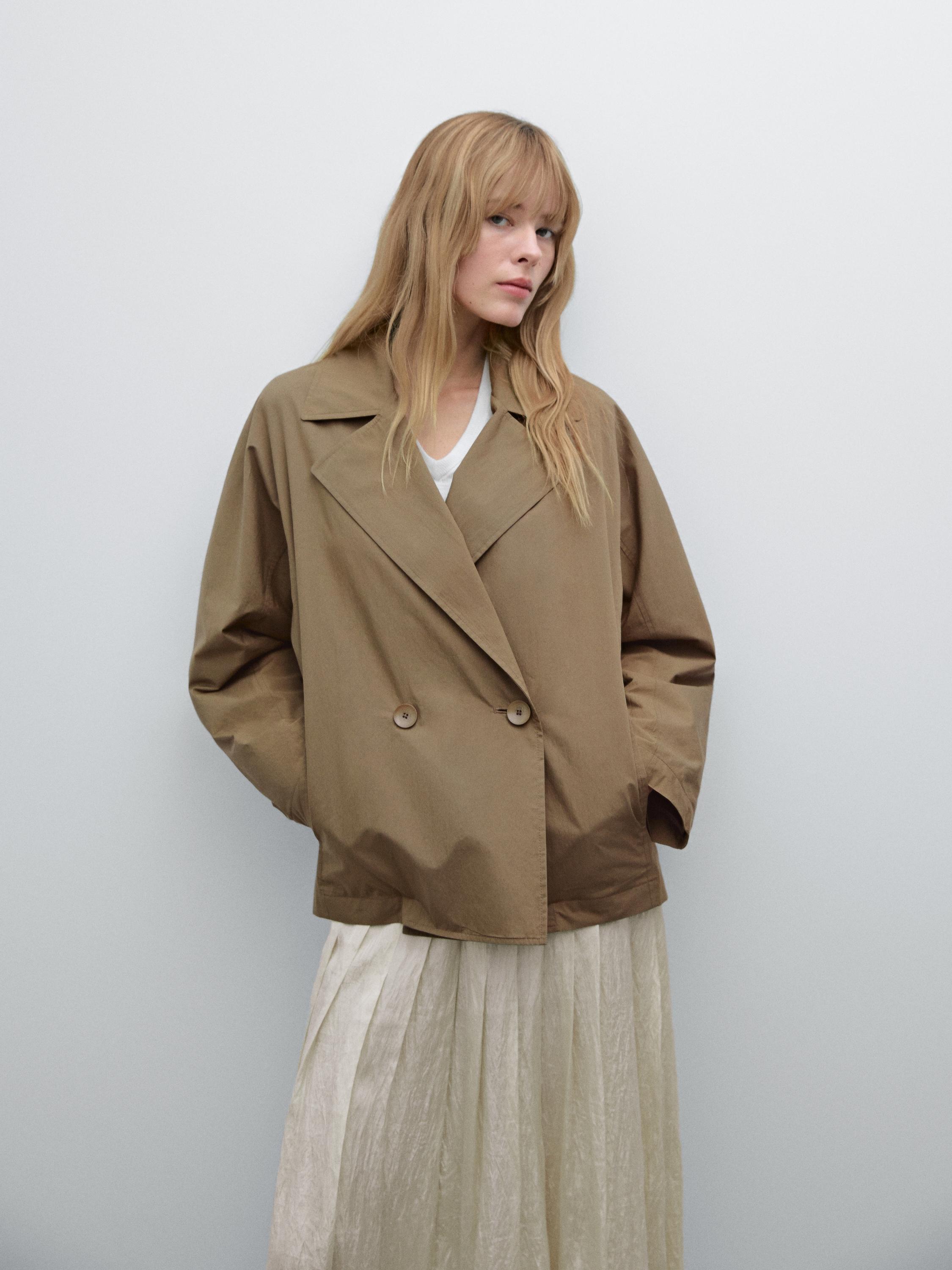 Veste trench courte en coton mélangé