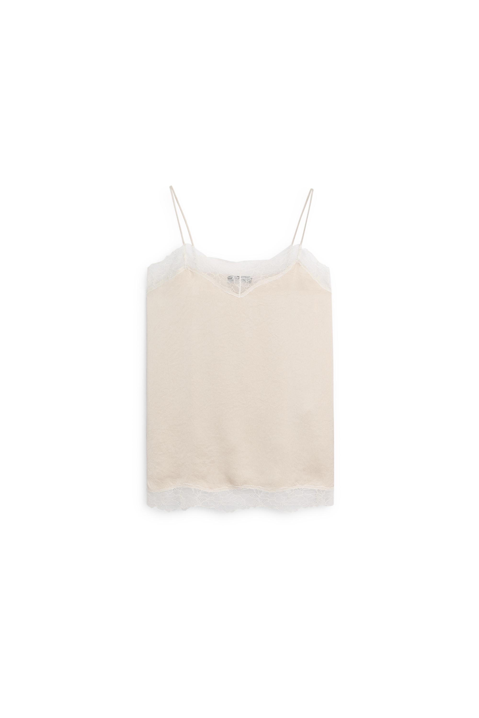 Strappy top with lace detail · Cream · Shirts | Massimo Dutti