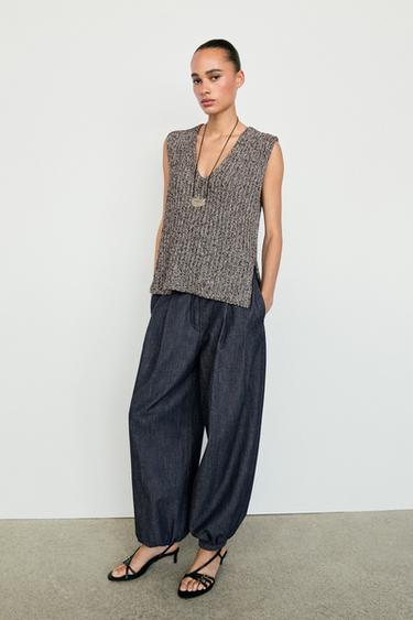Cotton blend heathered knit top — ANTHRACITE GREY 8