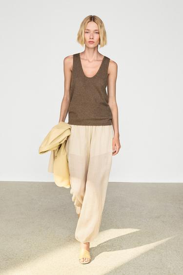 100% Cashmere Knit Top — TOFFEE 1