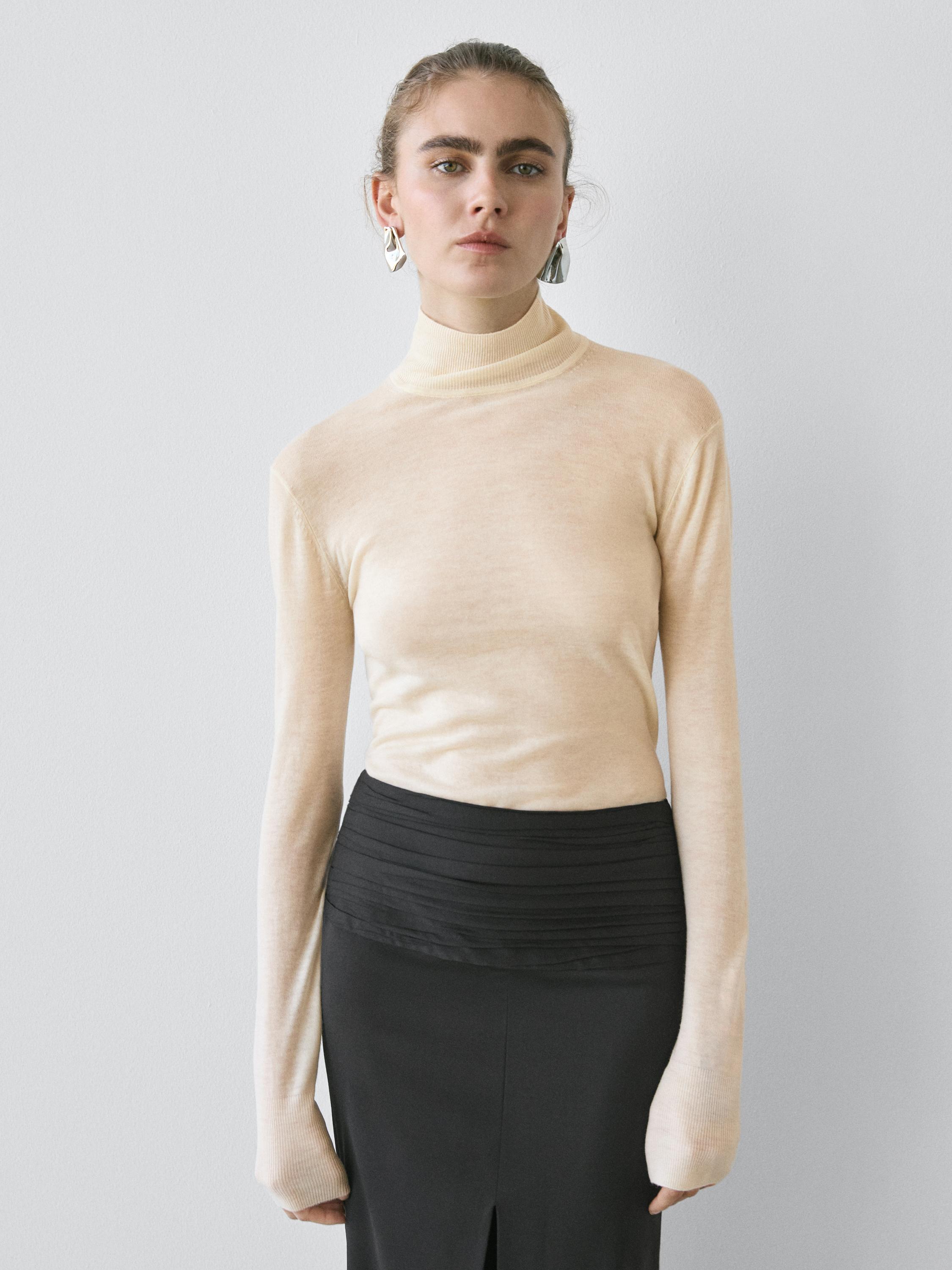 Strickpullover aus 100% Wolle mit Stehkragen - STUDIO