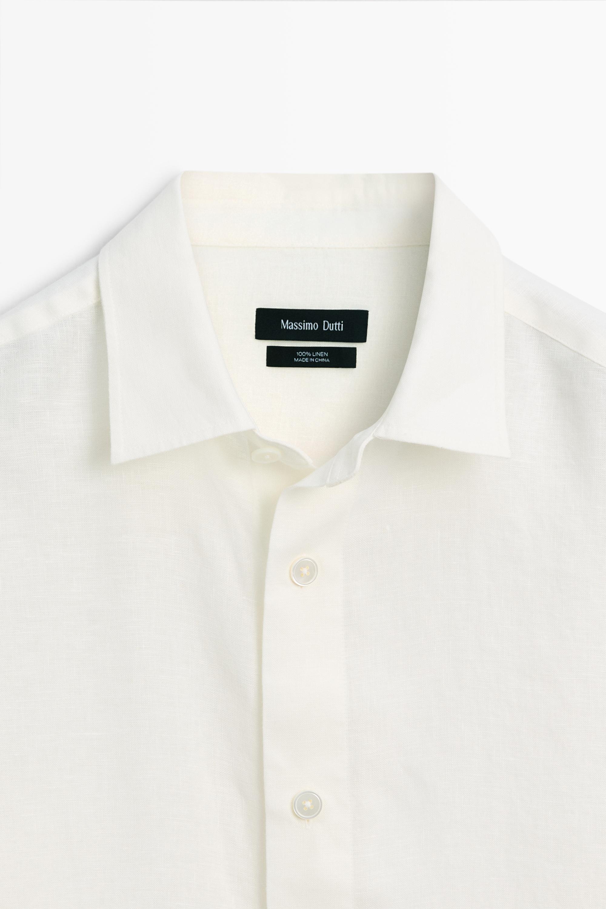 100% linen regular fit shirt — CREAM