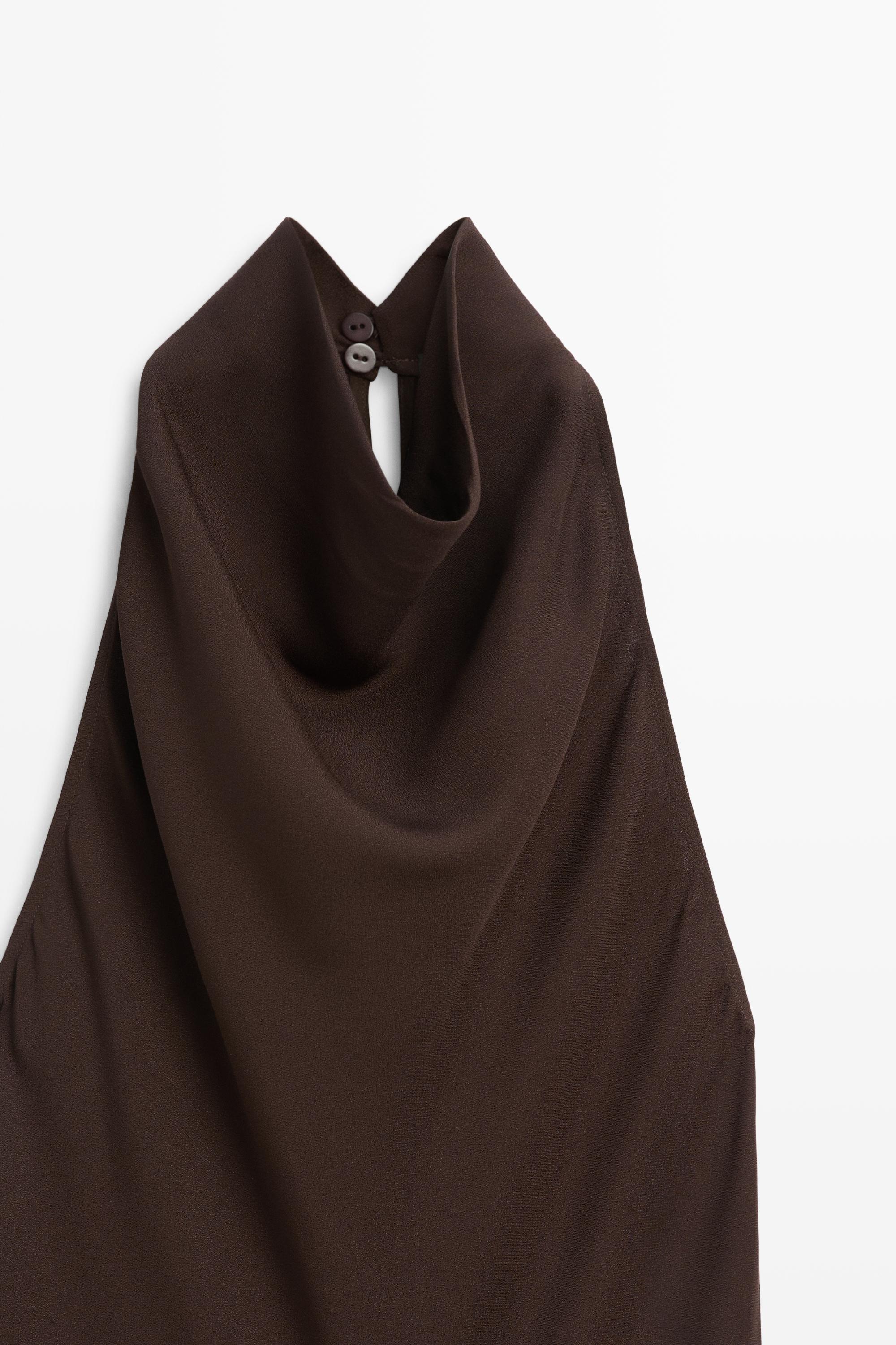 Halter midi dress with waistband detail — BROWN