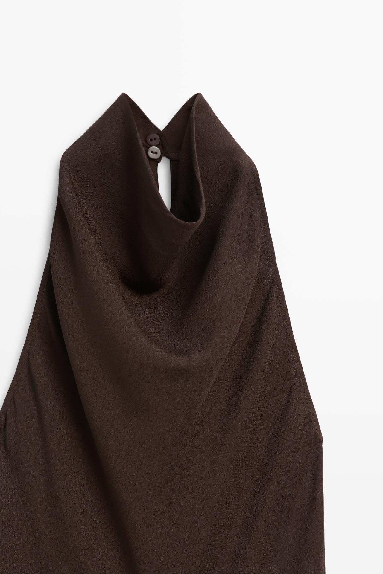 Halter midi dress with waistband detail — BROWN