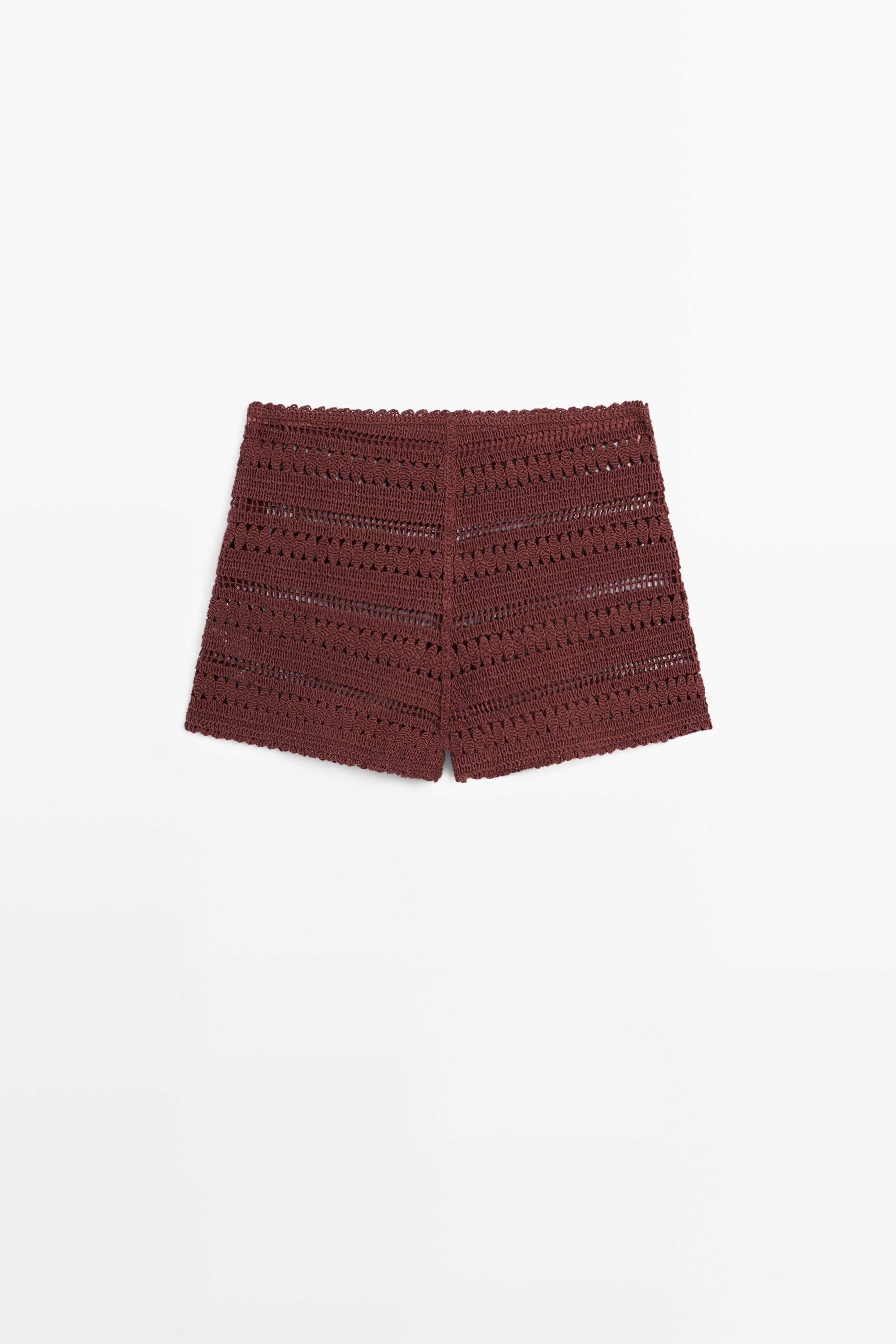 Cotton crochet shorts — RUSSET