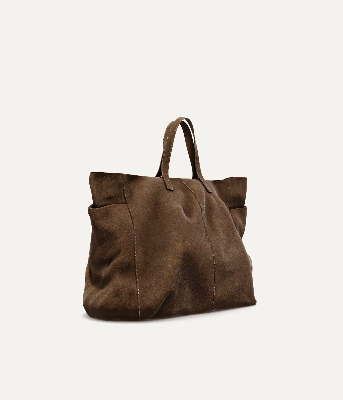 Leather and split leather maxi shopper bag
