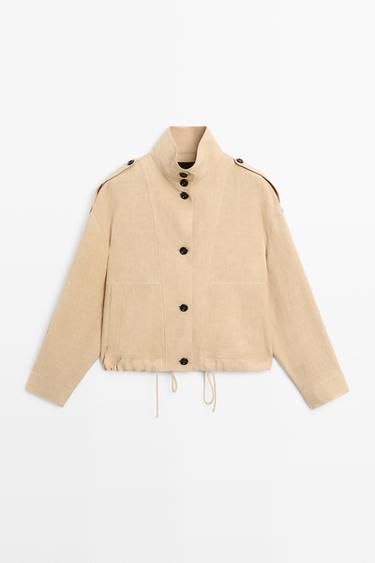 100% linen fluid bomber jacket — MUSTARD YELLOW 2