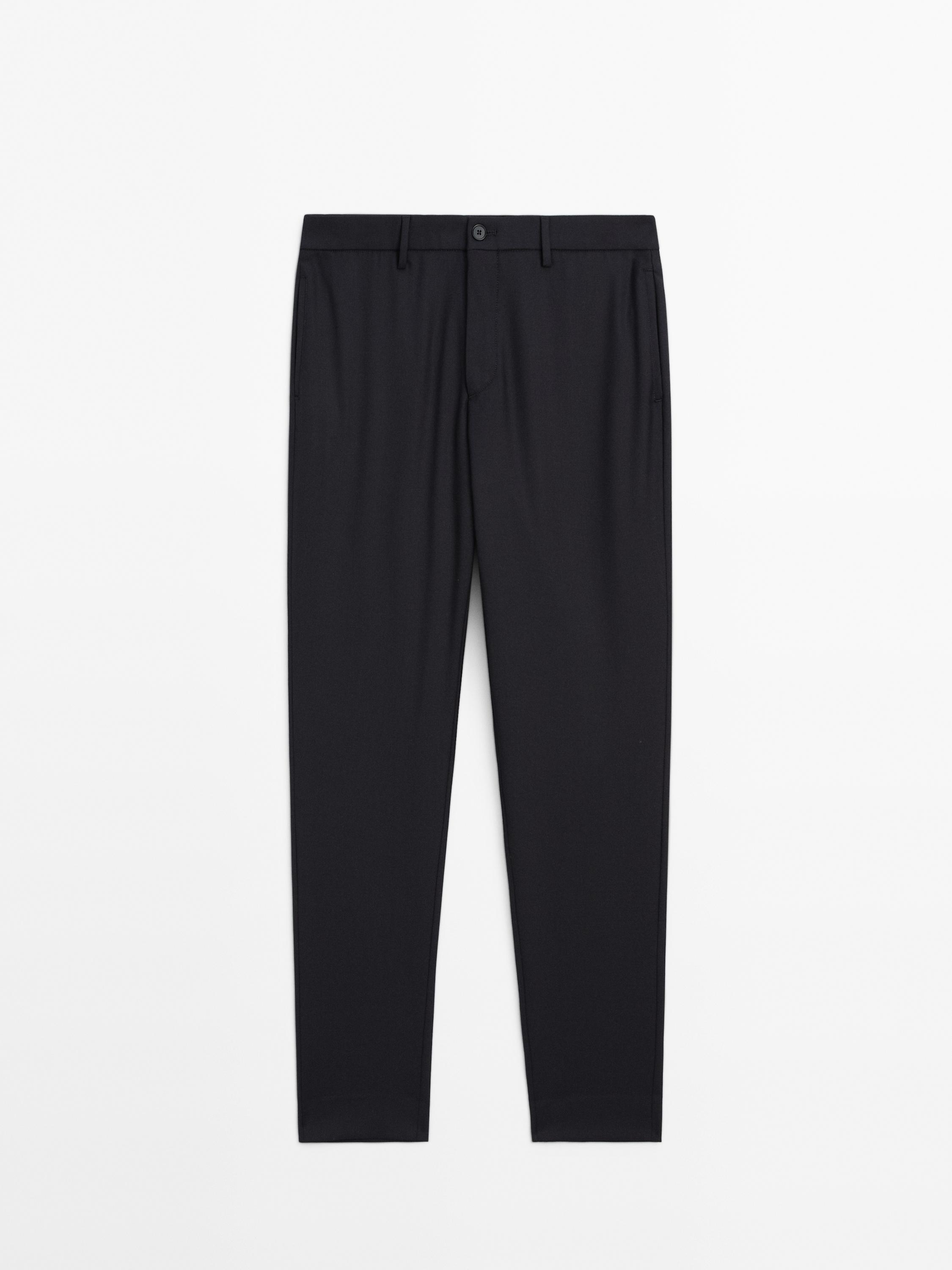 Twill wool blend trousers