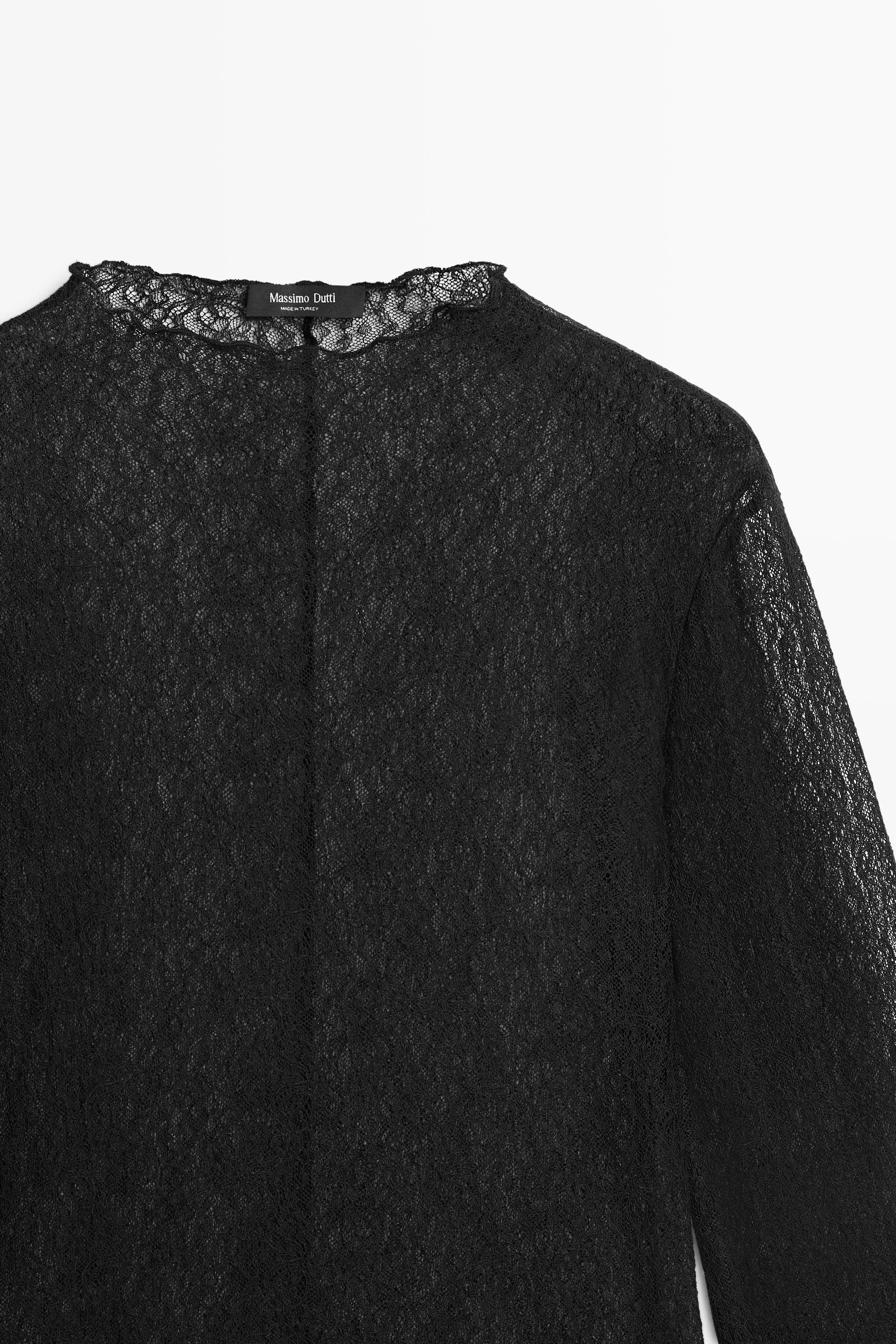 Semi-sheer lace detail T-shirt