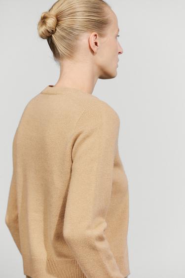 100% cashmere cropped knit cardigan — CAMEL 5