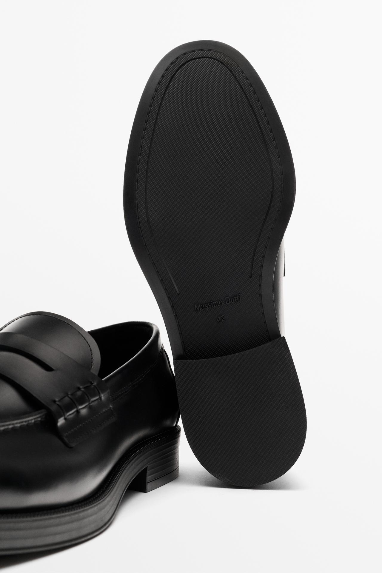Leather penny loafer — BLACK