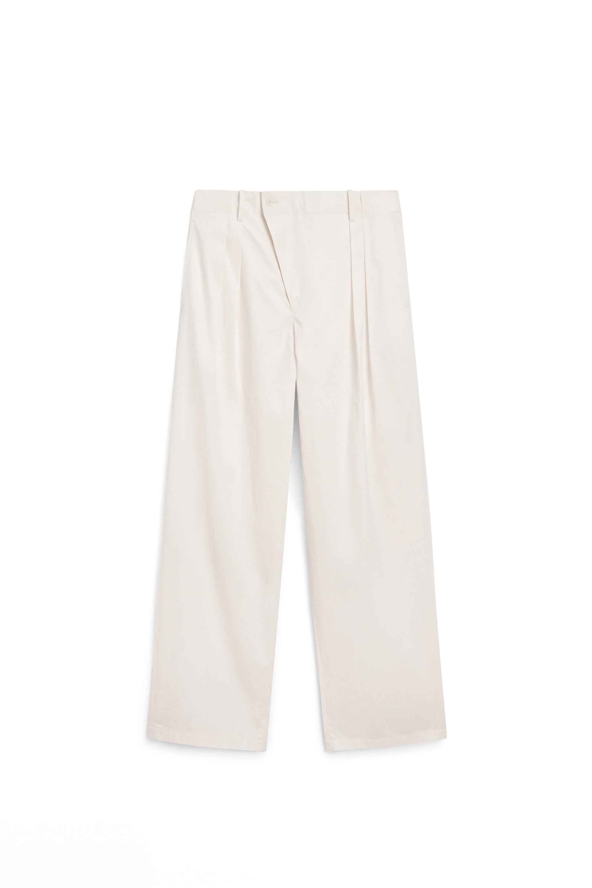 Pleated pants with crossover fastening detail - STUDIO — CREAM
