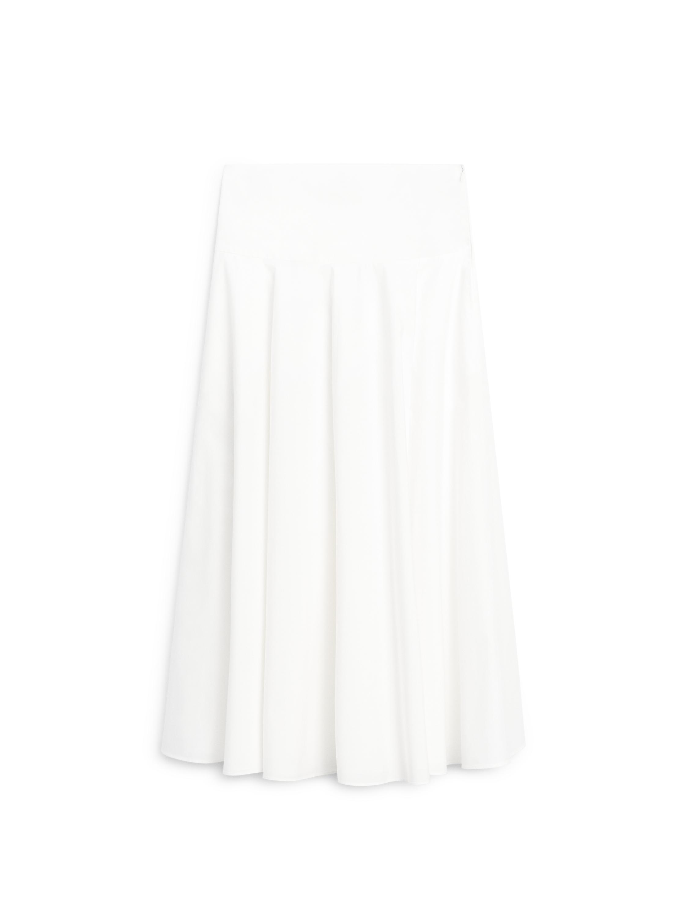 100% cotton midi skirt with yoke detail — WHITE