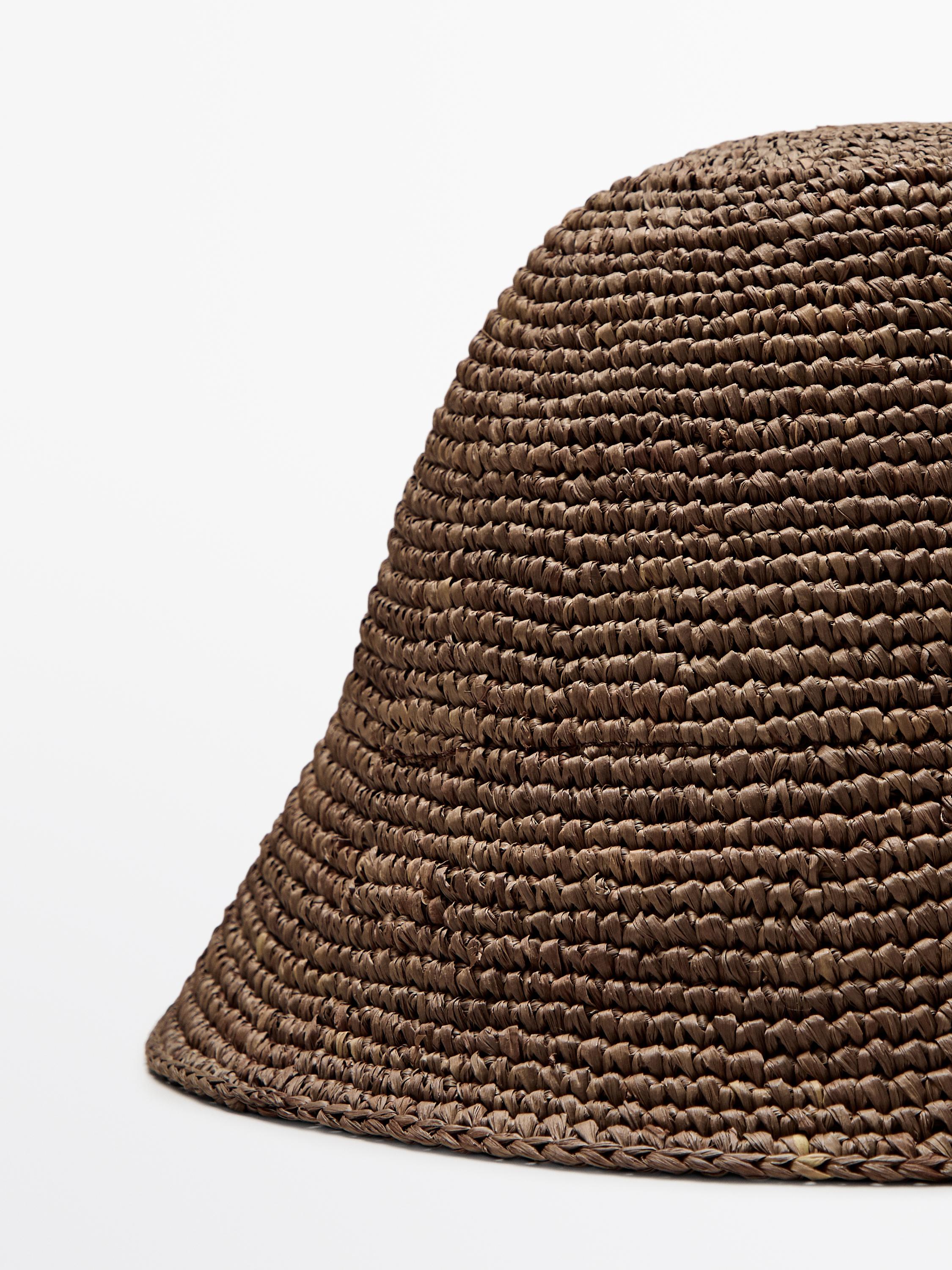 Small 100% raffia bucket hat — GREEN