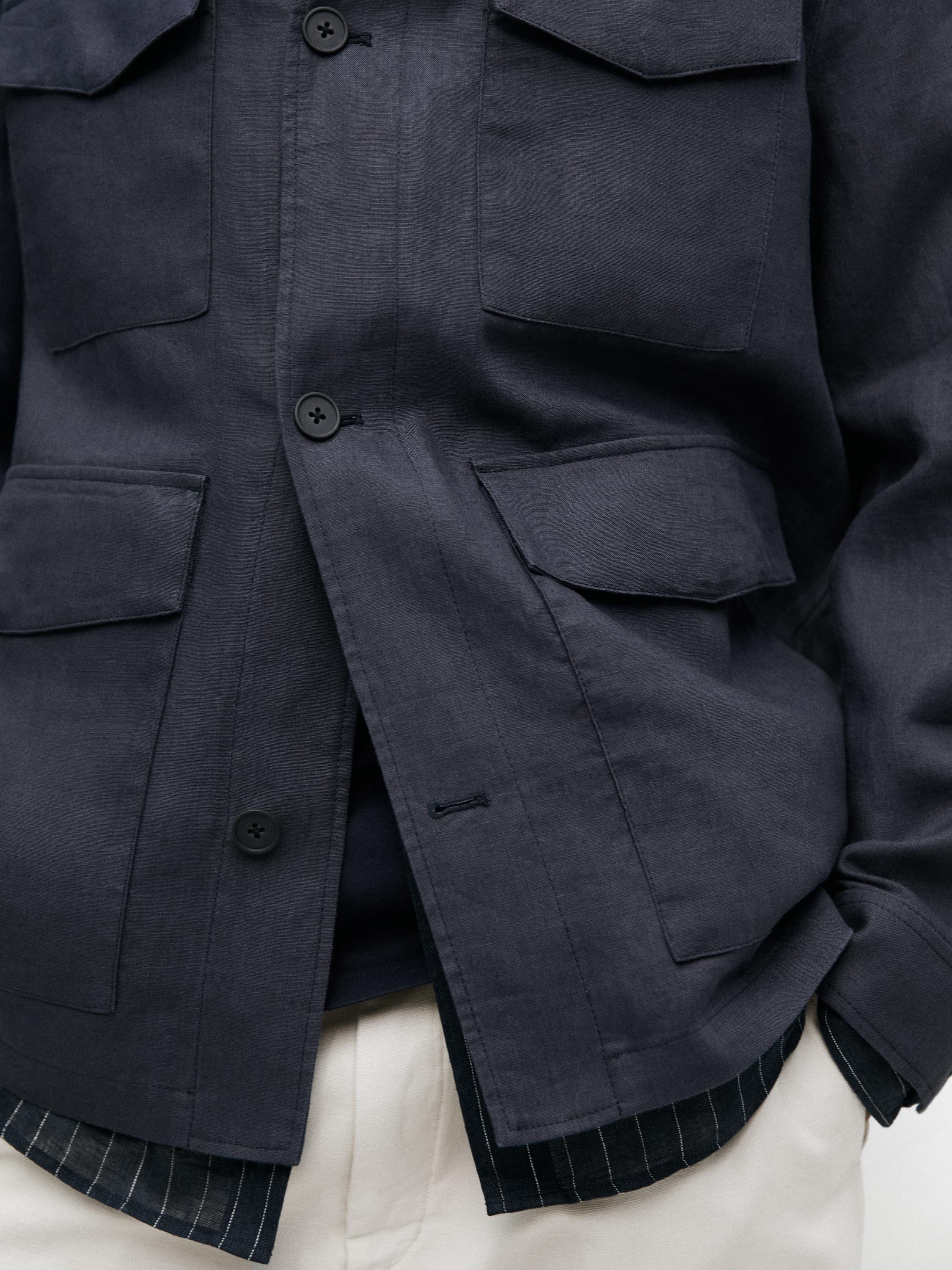 Lightweight linen jacket with pockets — BLUE