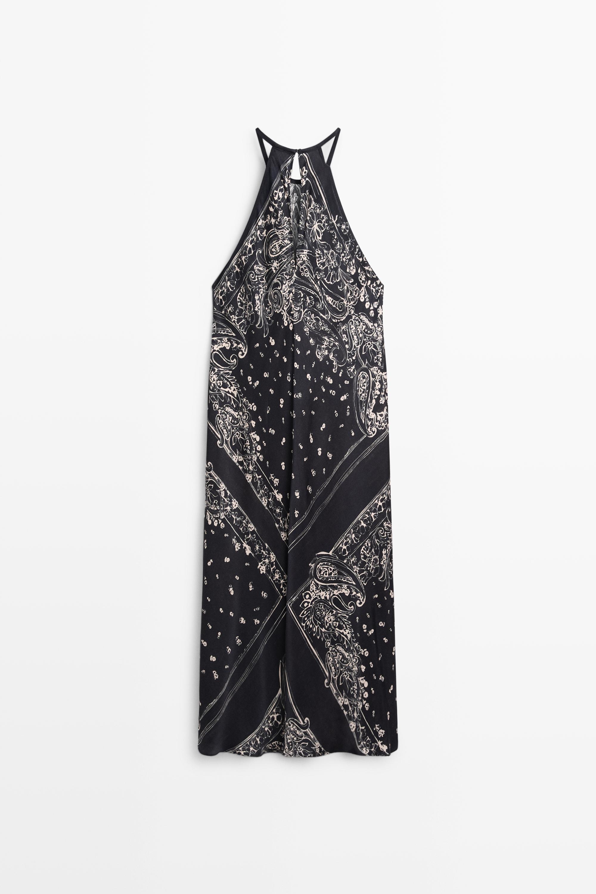 Long flowing paisley halter dress — Blue