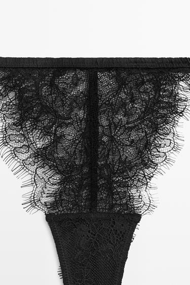 Scalloped lace thong — BLACK 9