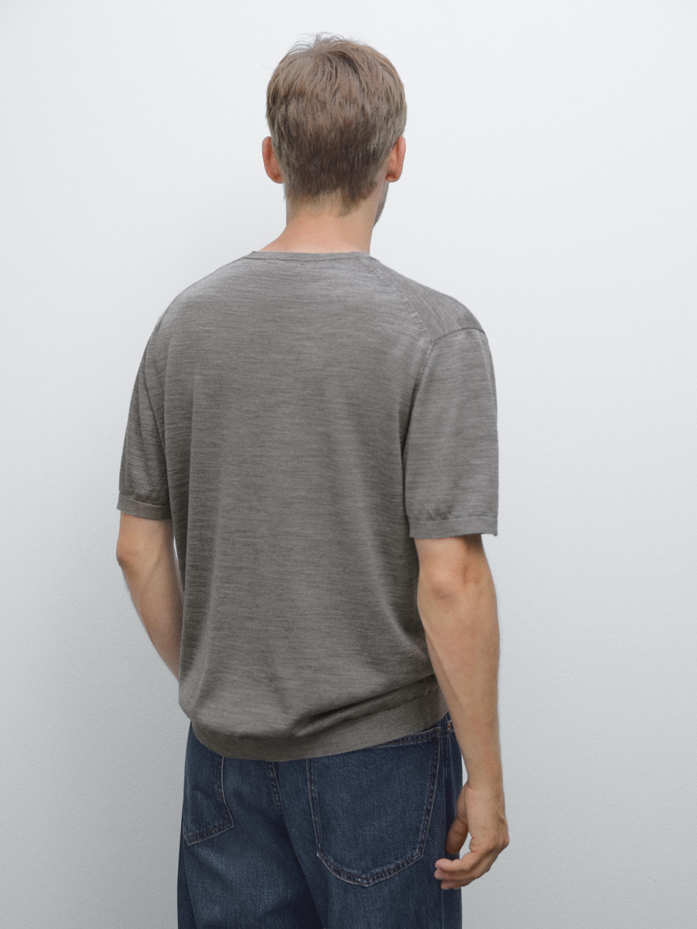 Short sleeve knit wool blend T-shirt