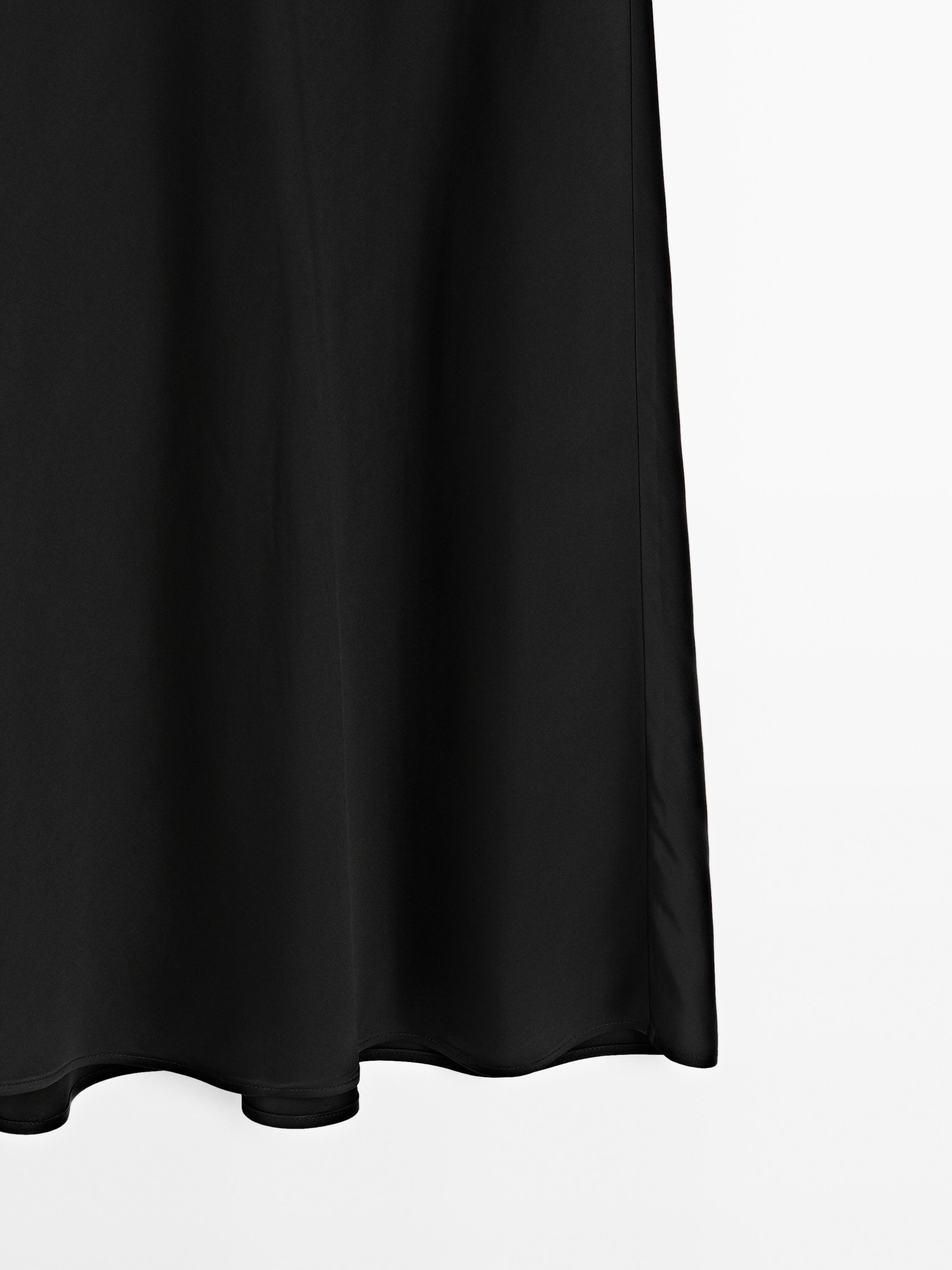 Flowing satin midi skirt