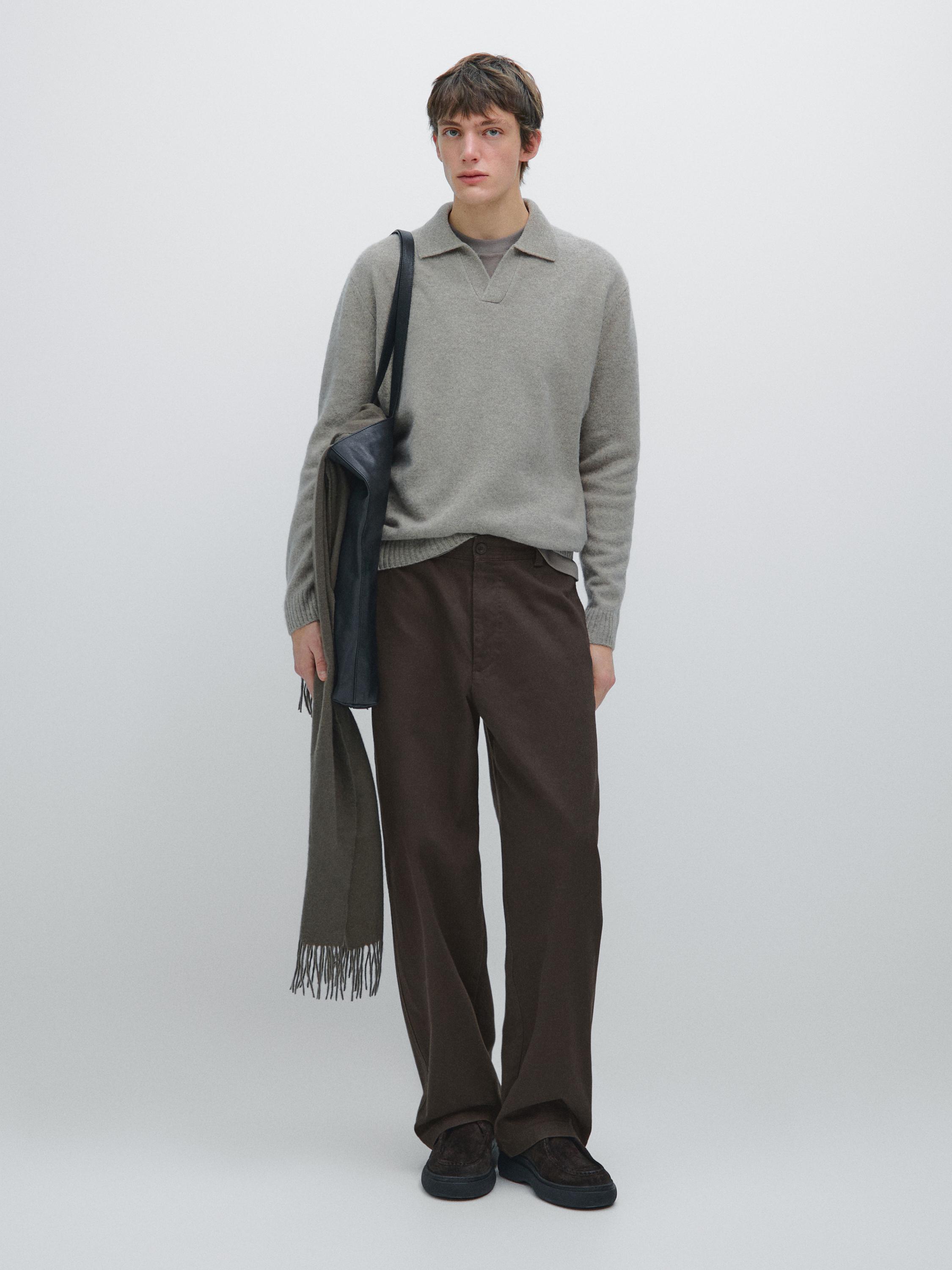 100% cotton wide-leg trousers