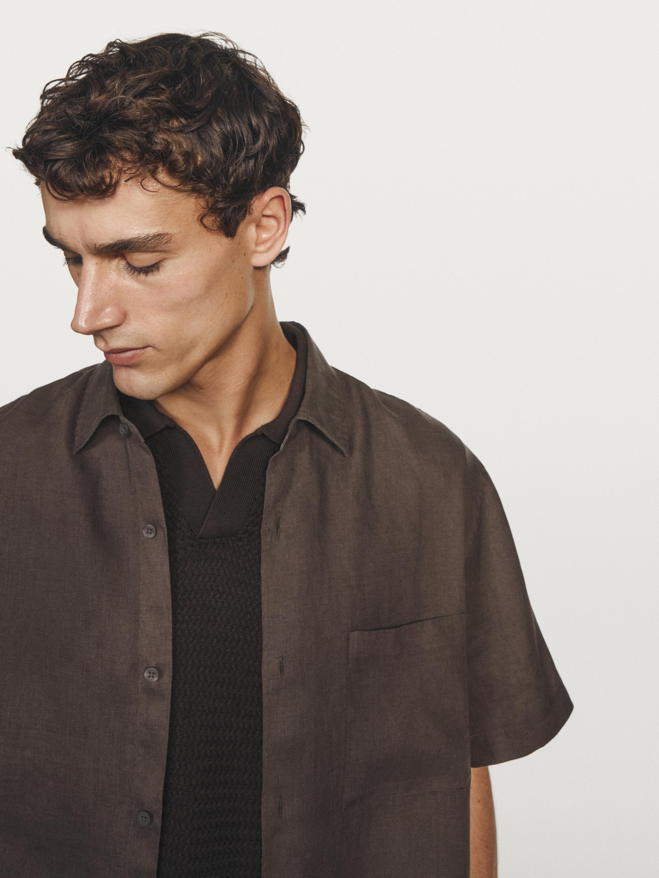 Regular fit short sleeve shirt — BROWN