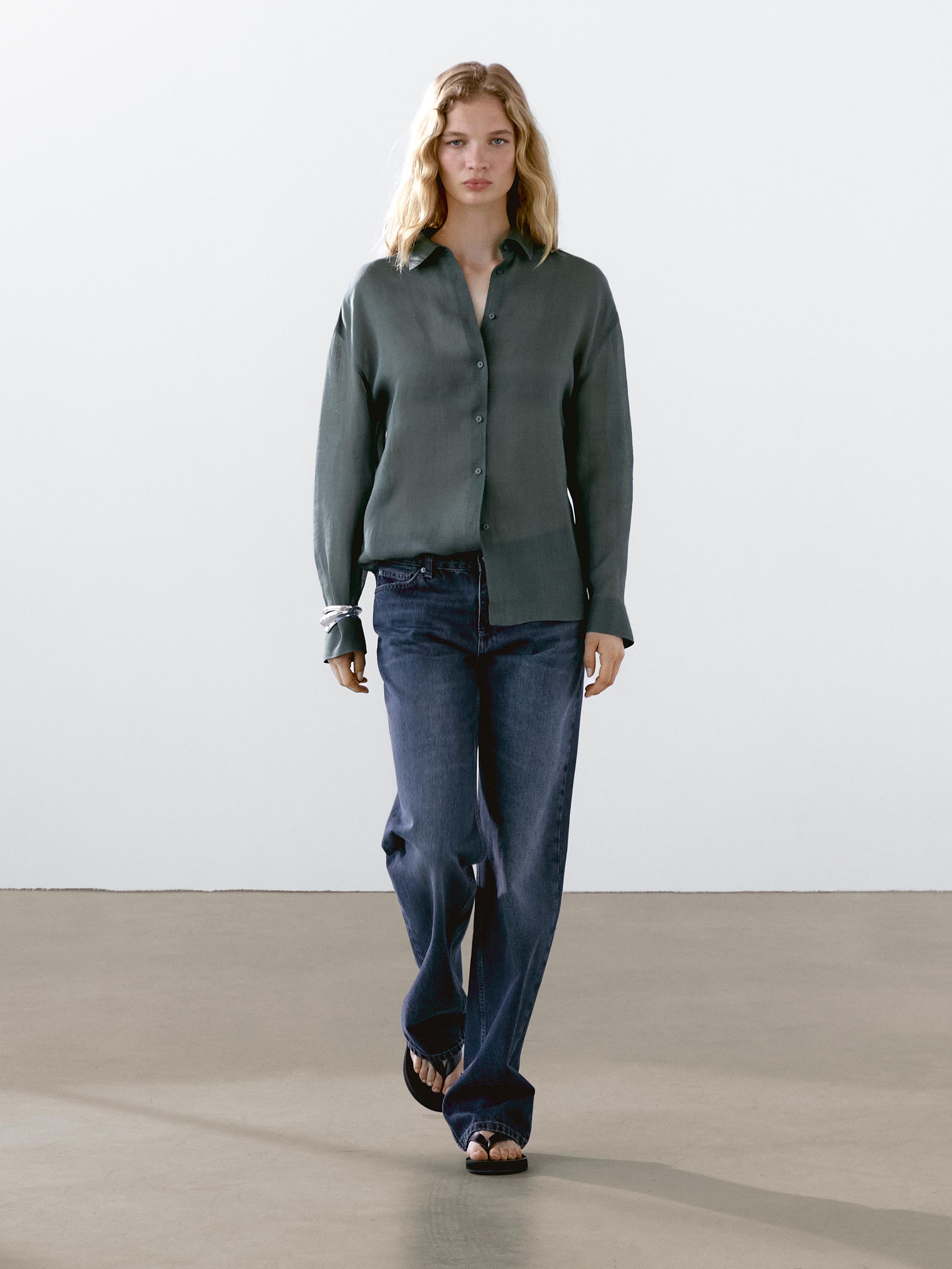 Flowing ramie blend shirt