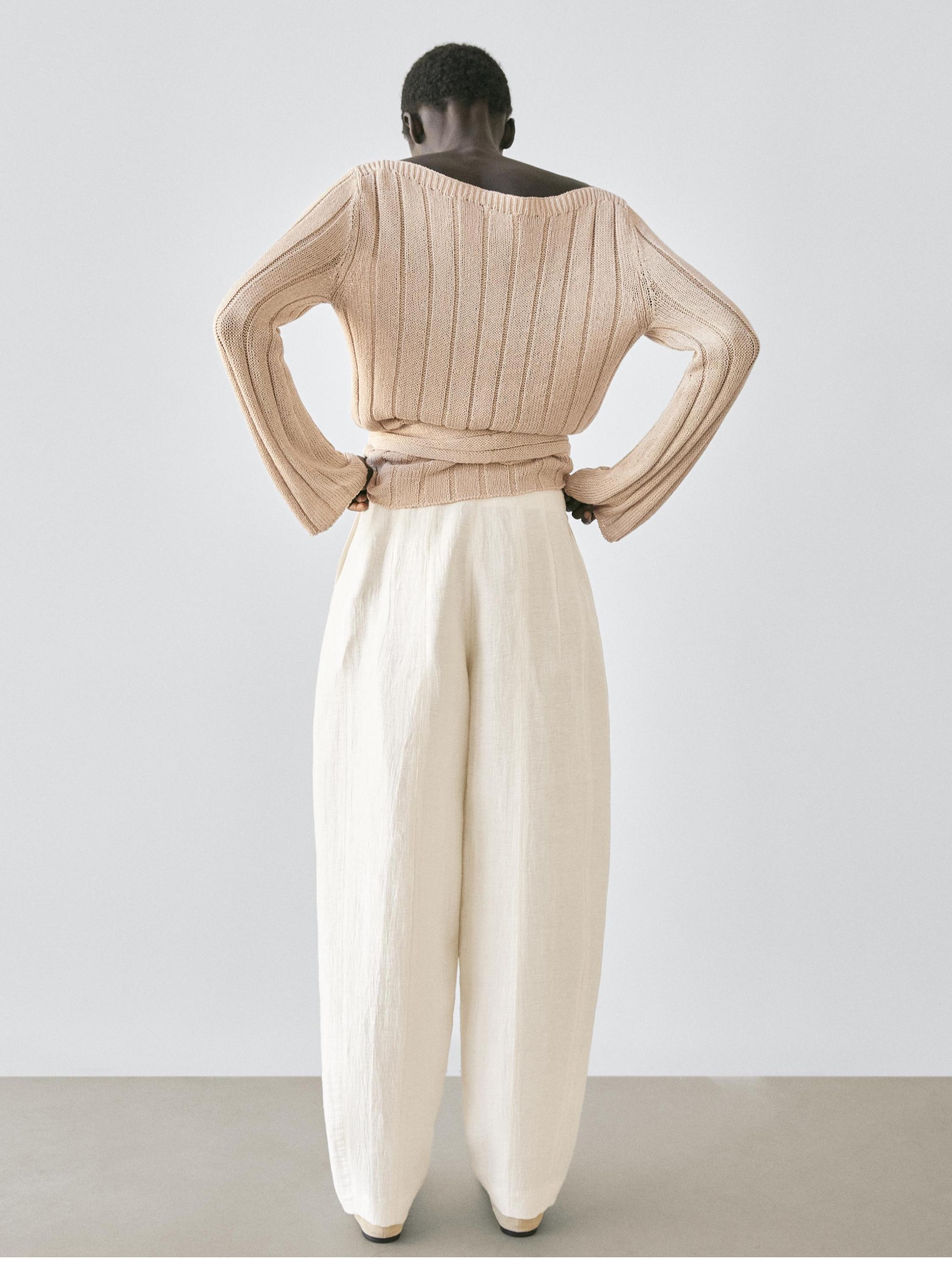 Linen blend sarouel trousers — BEIGE