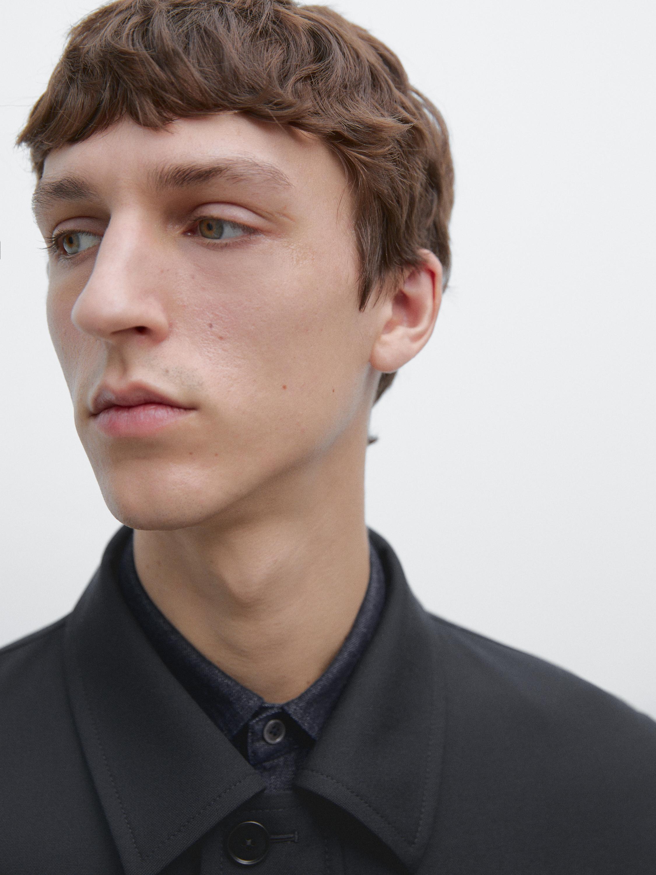 Cold wool total look jacket — NAVY BLUE